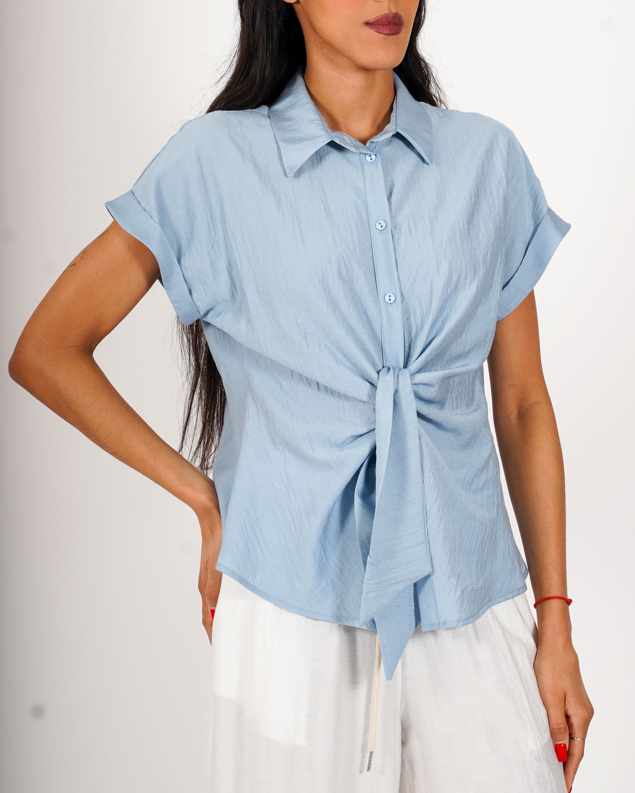 Camicia mezza manica con nodo frontale - Fantastica