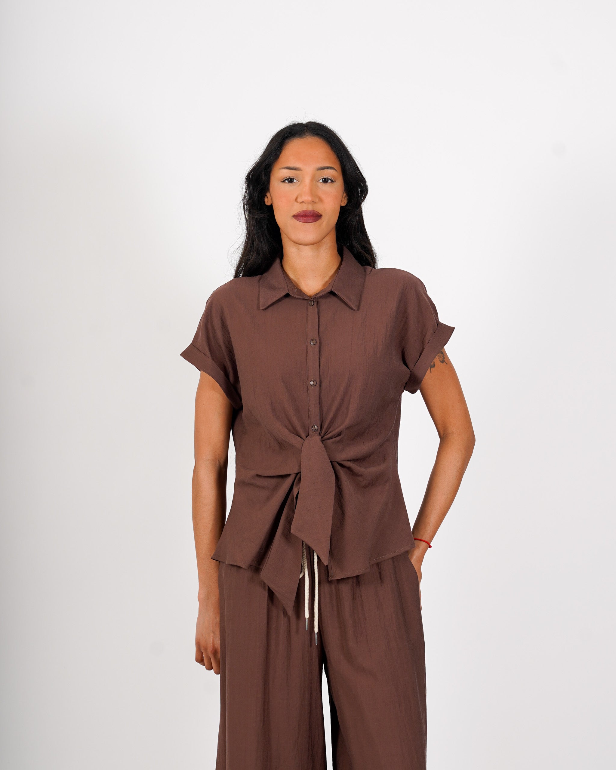 Camicia mezza manica con nodo frontale - Fantastica