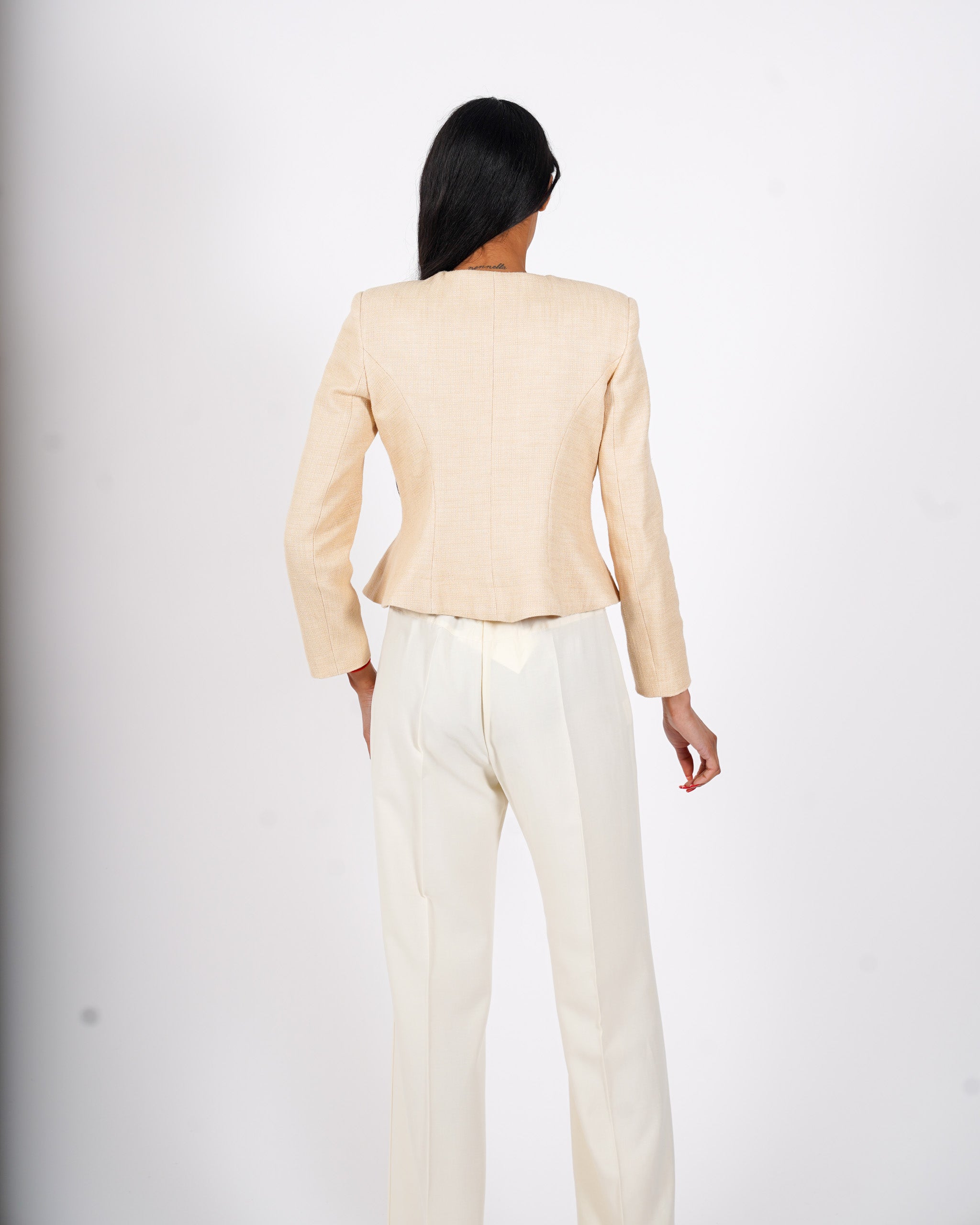 Giacca con bottoni oro in tessuto boucle - Flaminia