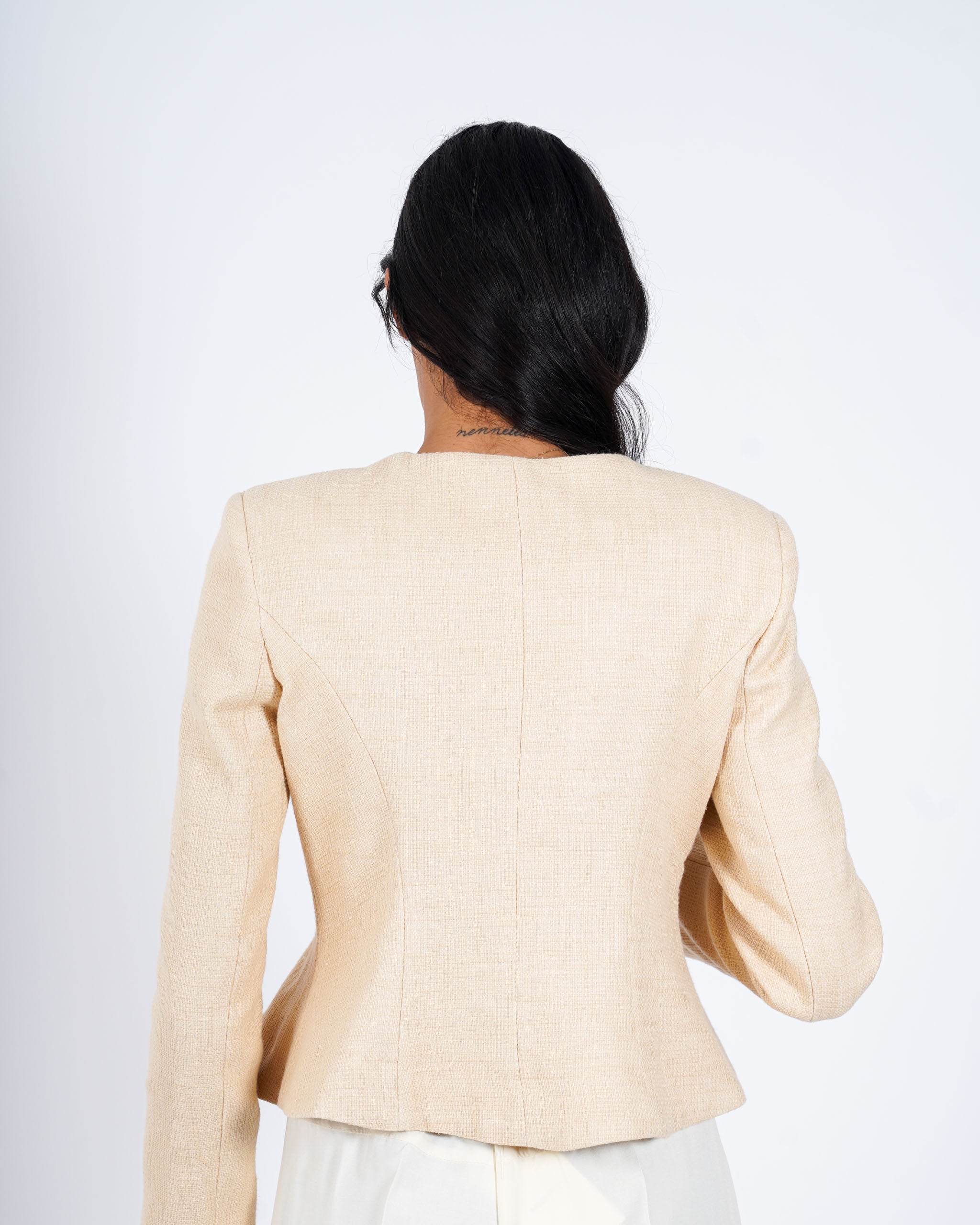 Giacca con bottoni oro in tessuto boucle - Flaminia