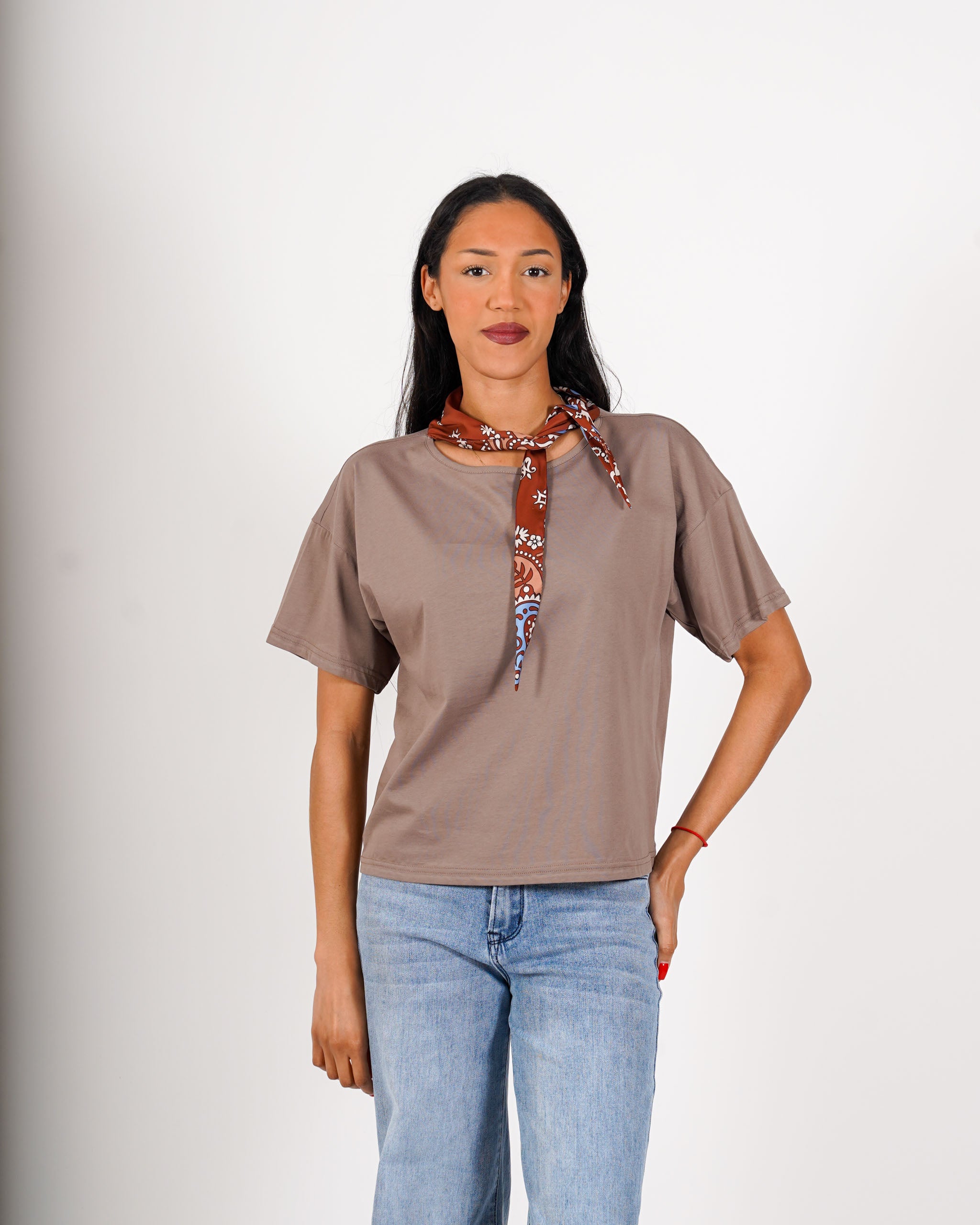 Shirt girocollo con foulard - Vibressa