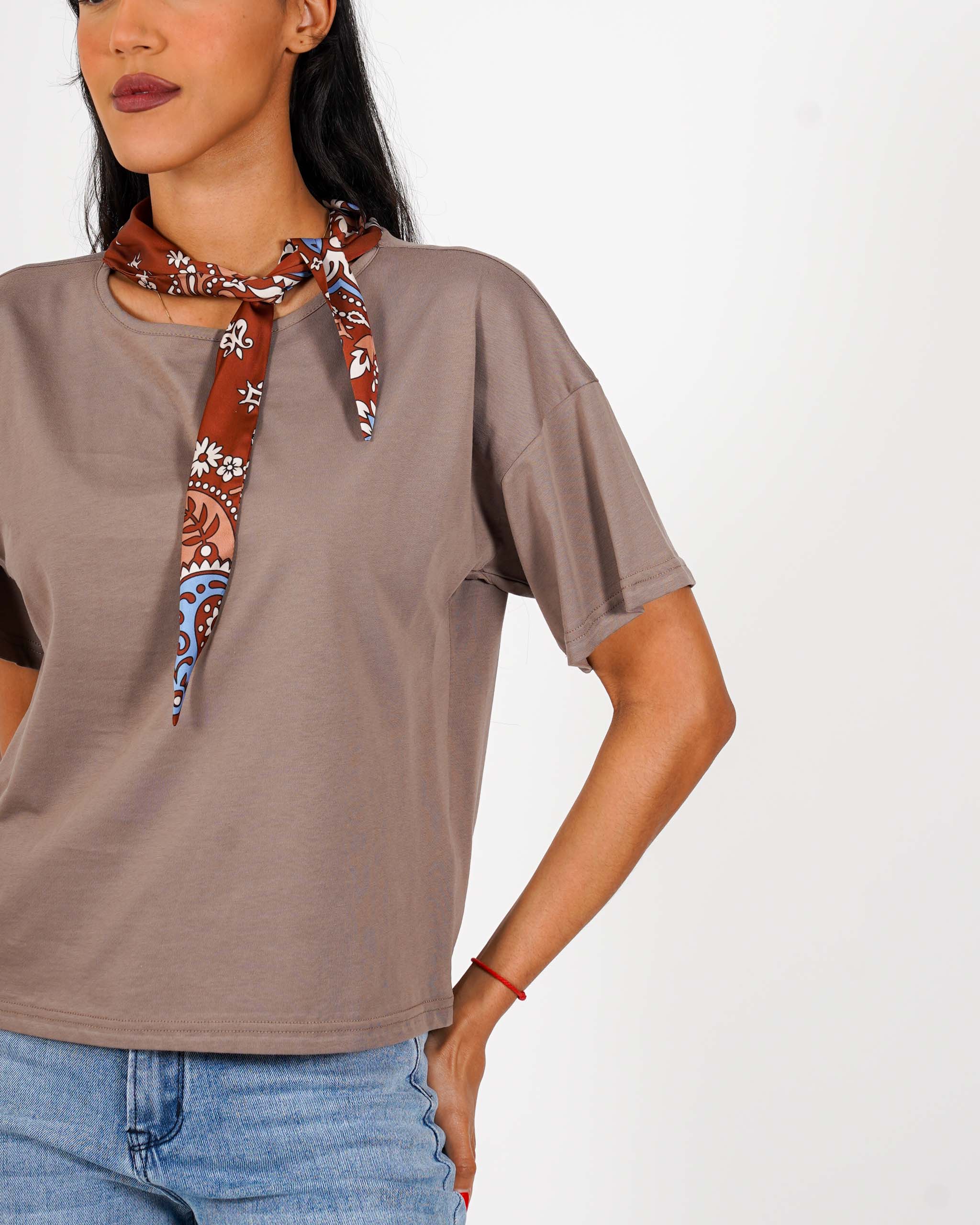 Shirt girocollo con foulard - Vibressa
