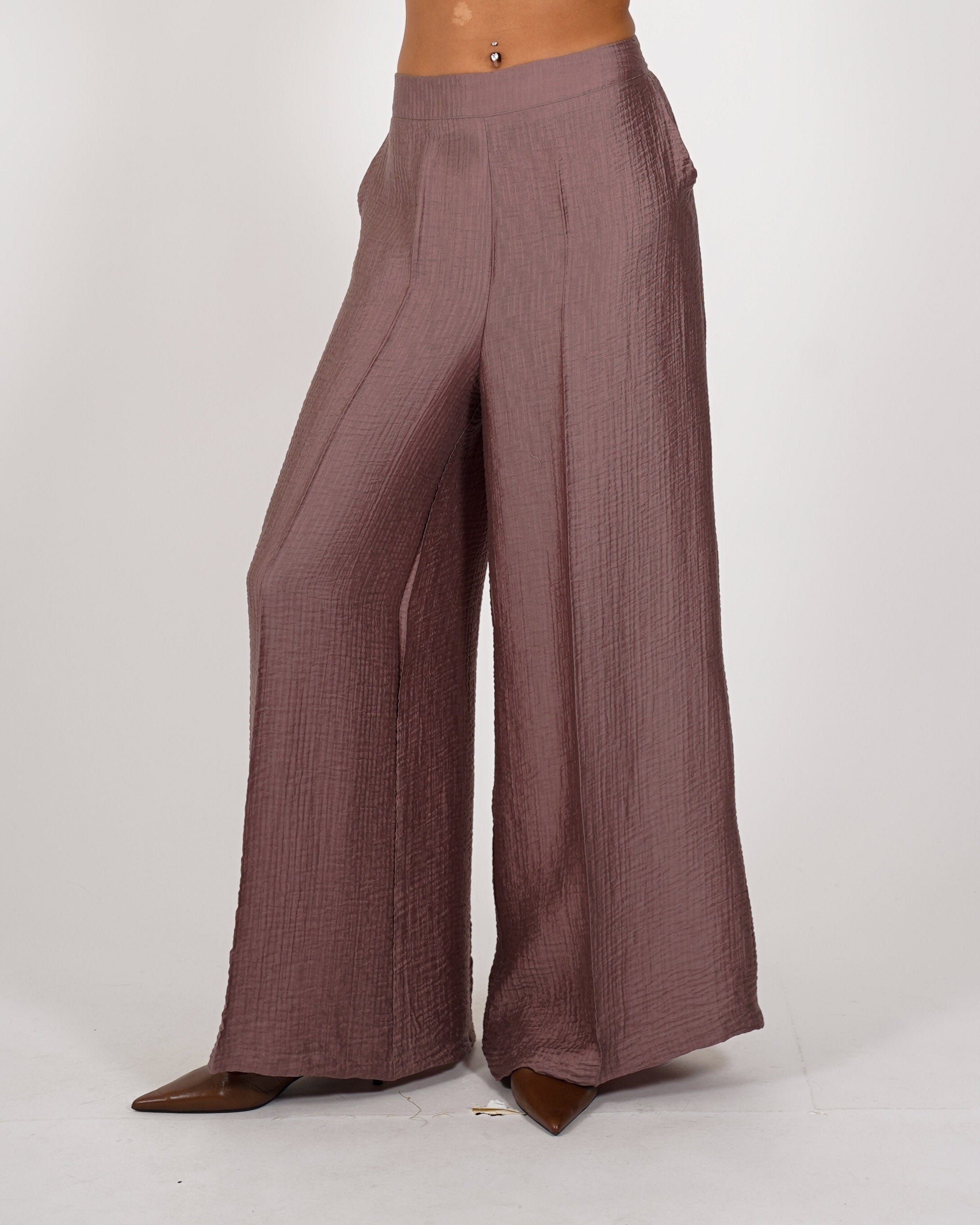 Coordinato giacca e pantaloni in viscosa - Castana