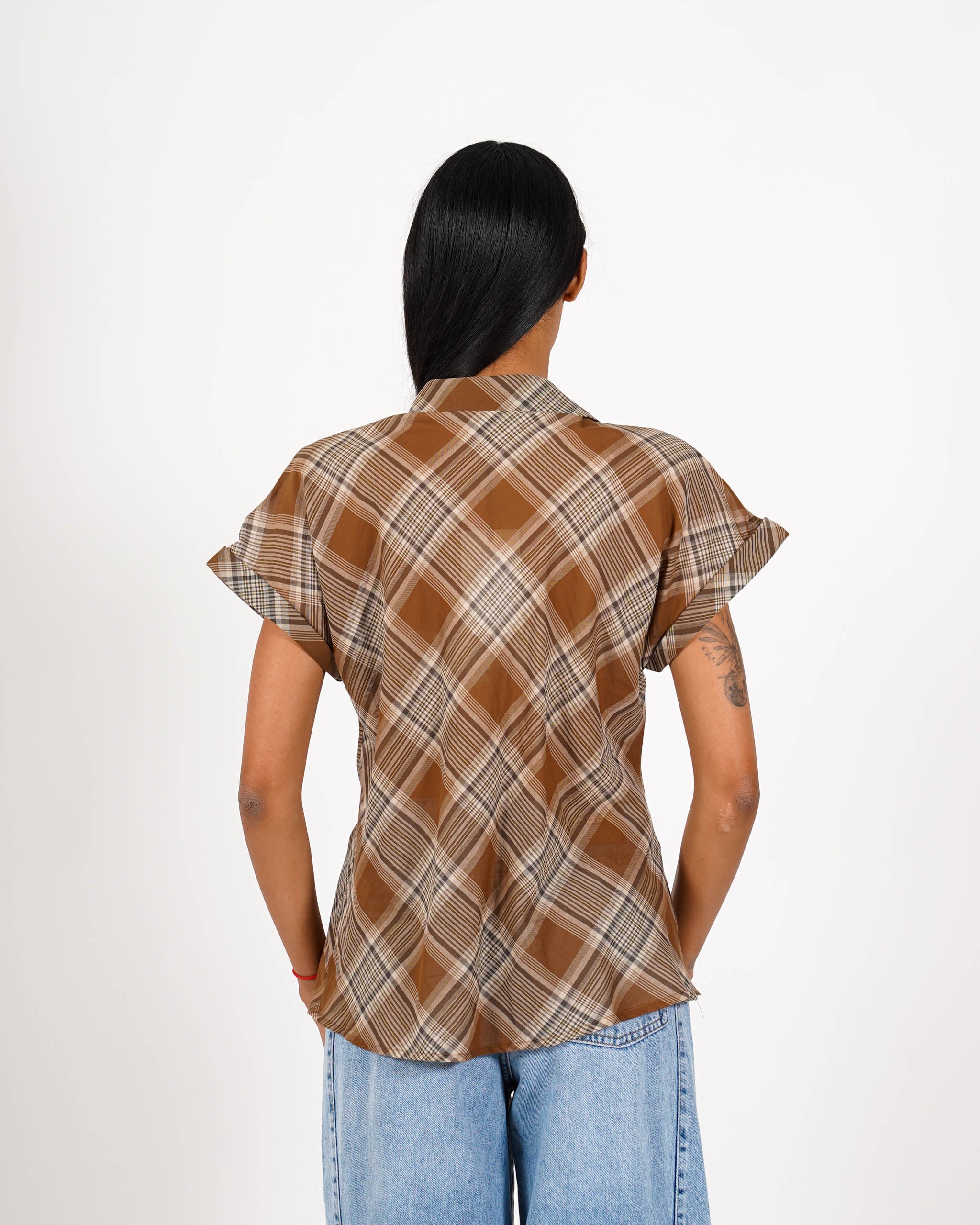 Camicia con nodo stampa check - Monella