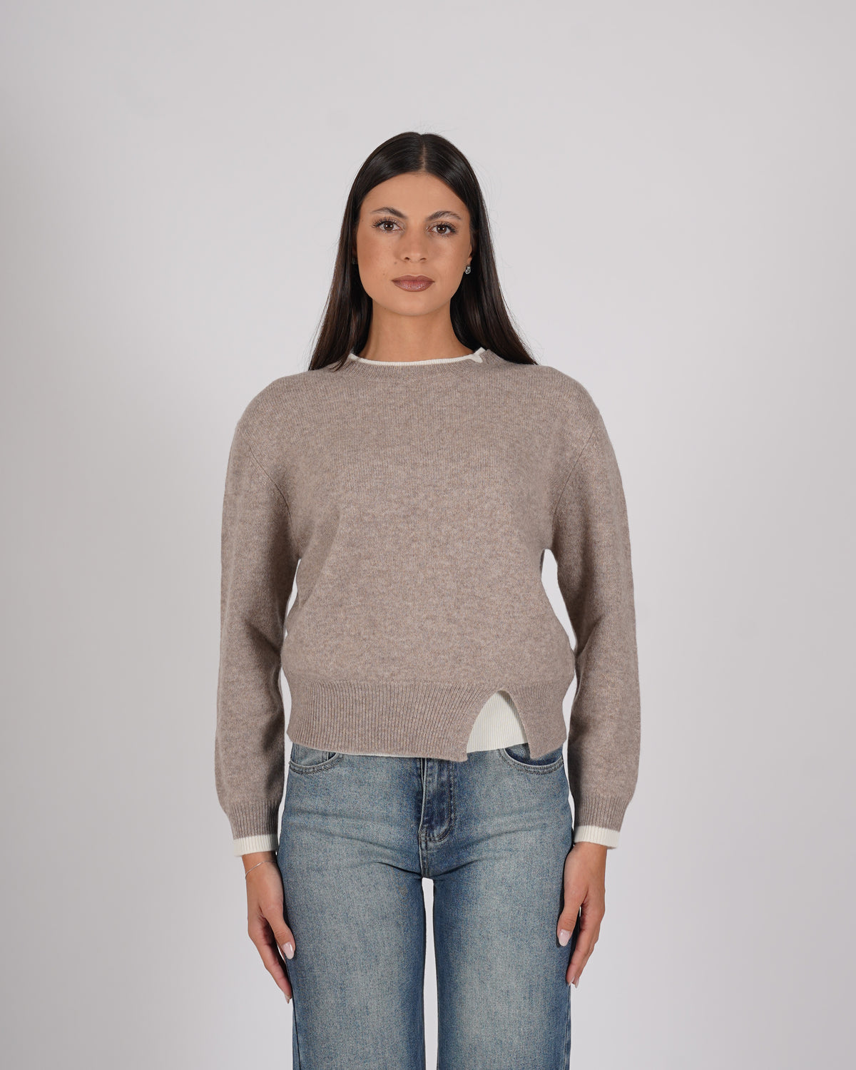Maglia girocollo con dettaglio sul collo e fondo - Tiepida