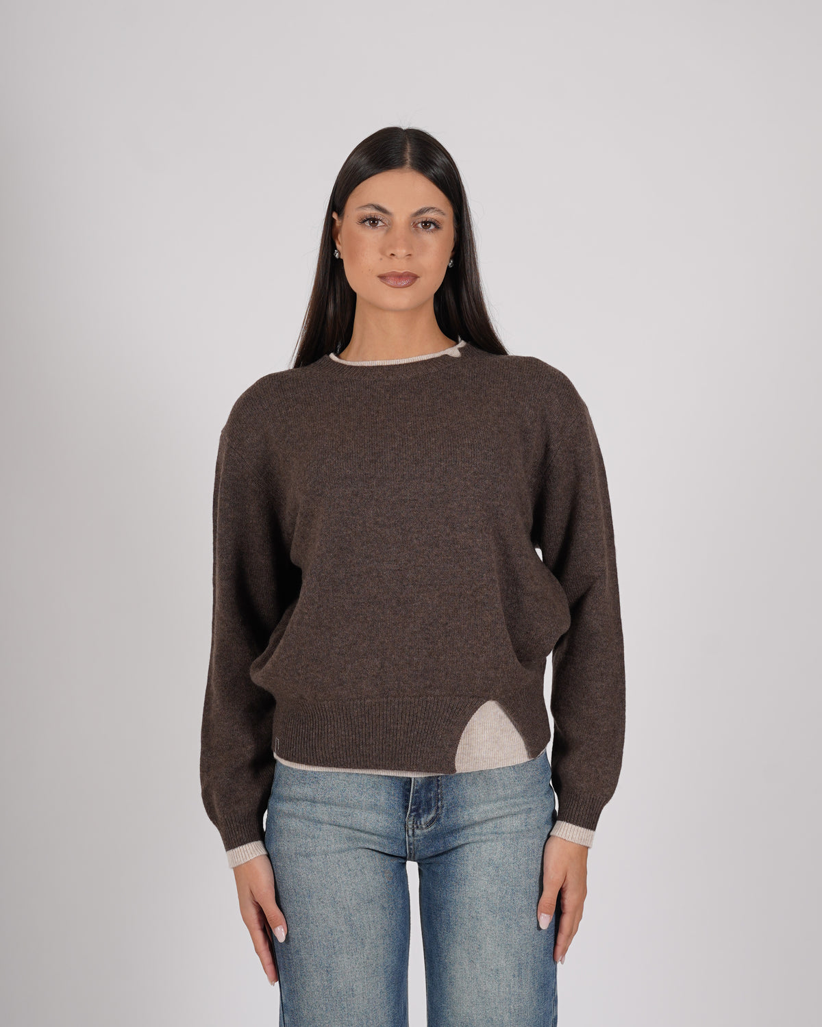 Maglia girocollo con dettaglio sul collo e fondo - Tiepida