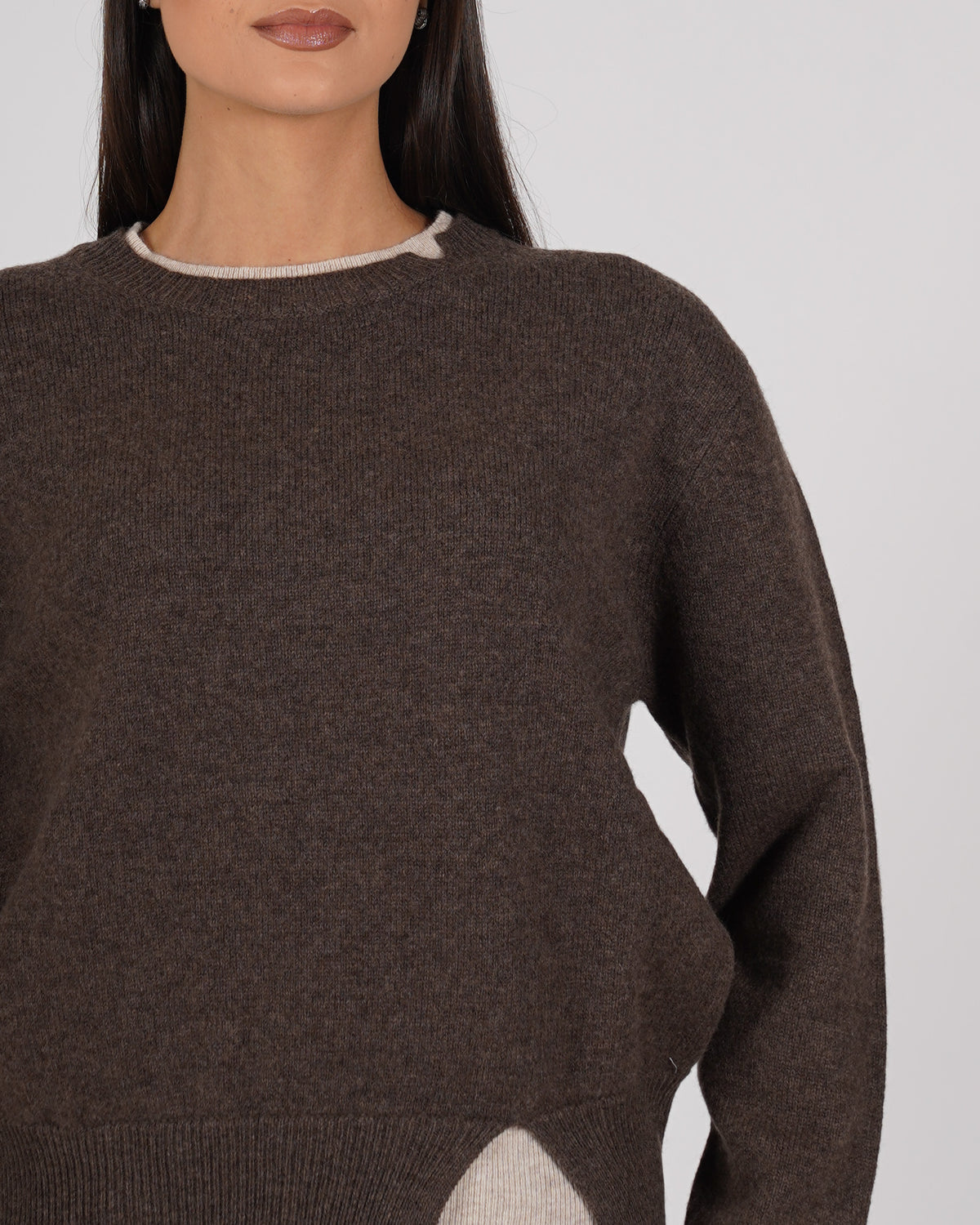 Maglia girocollo con dettaglio sul collo e fondo - Tiepida