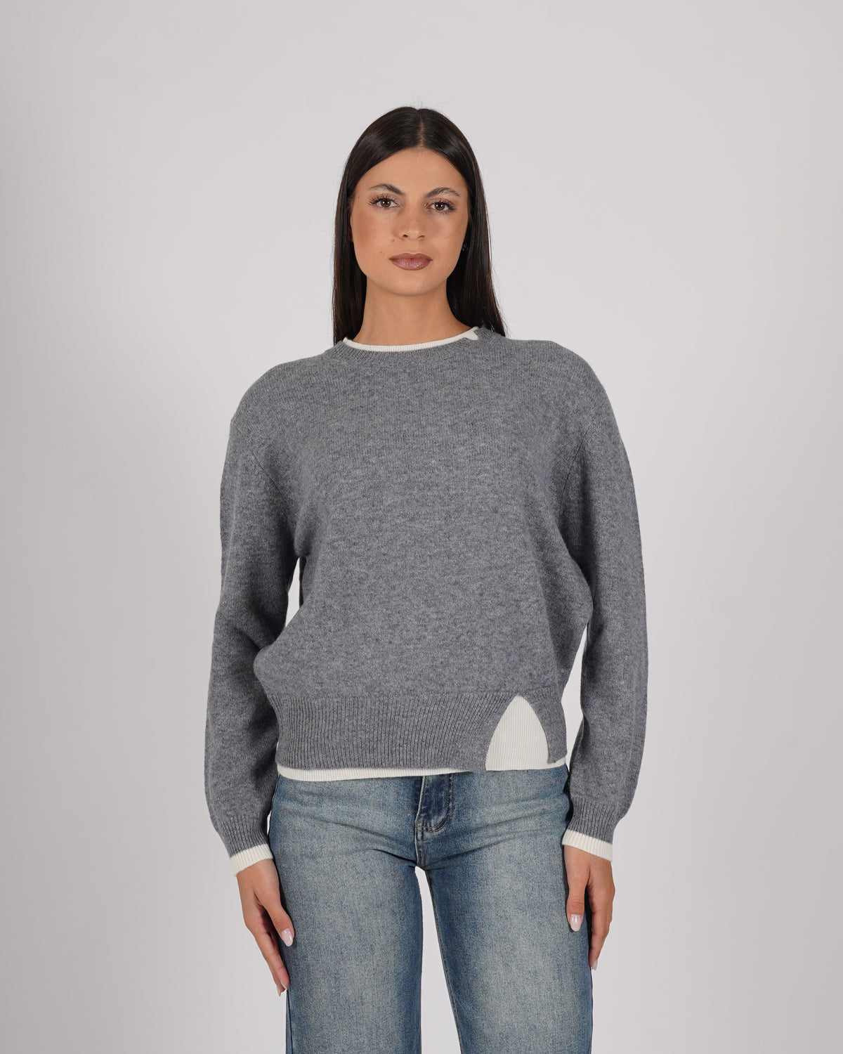 Maglia girocollo con dettaglio sul collo e fondo - Tiepida