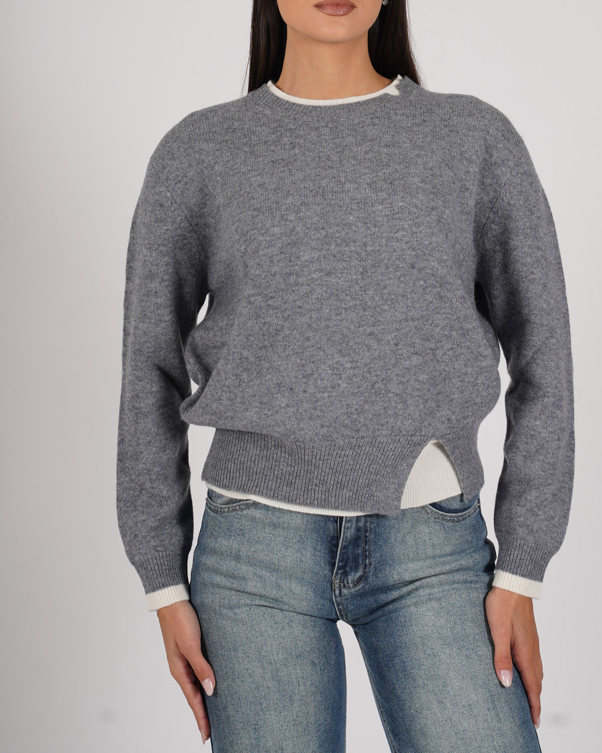 Maglia girocollo con dettaglio sul collo e fondo - Tiepida