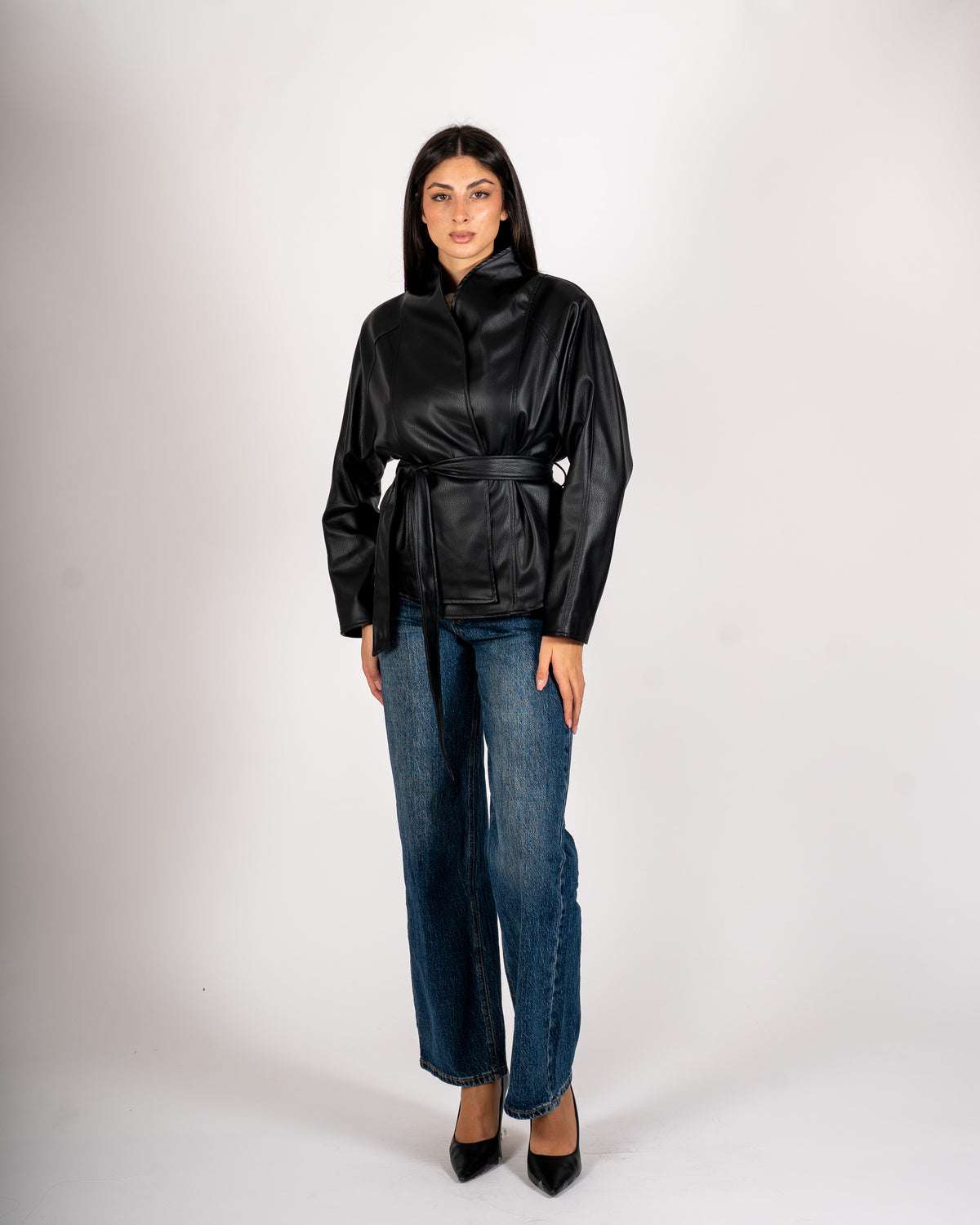Giacca kimono in ecopelle - Merisia