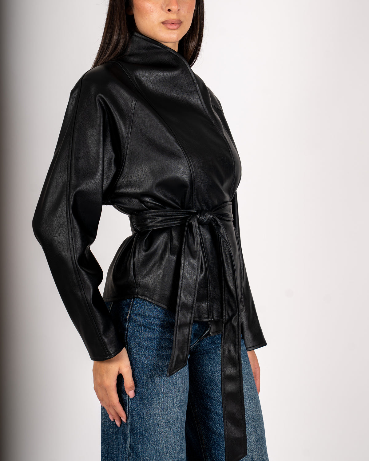 Giacca kimono in ecopelle - Merisia