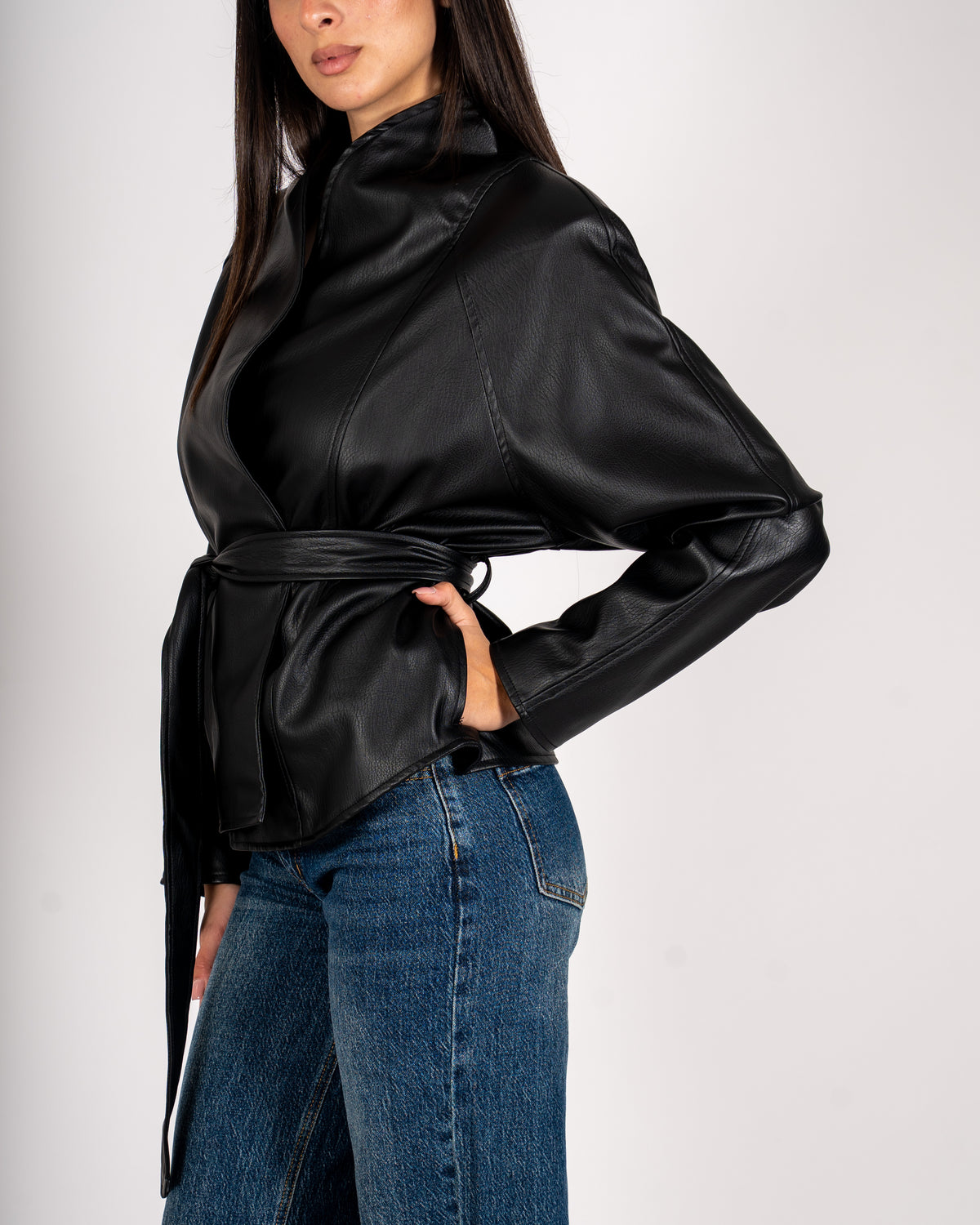 Giacca kimono in ecopelle - Merisia