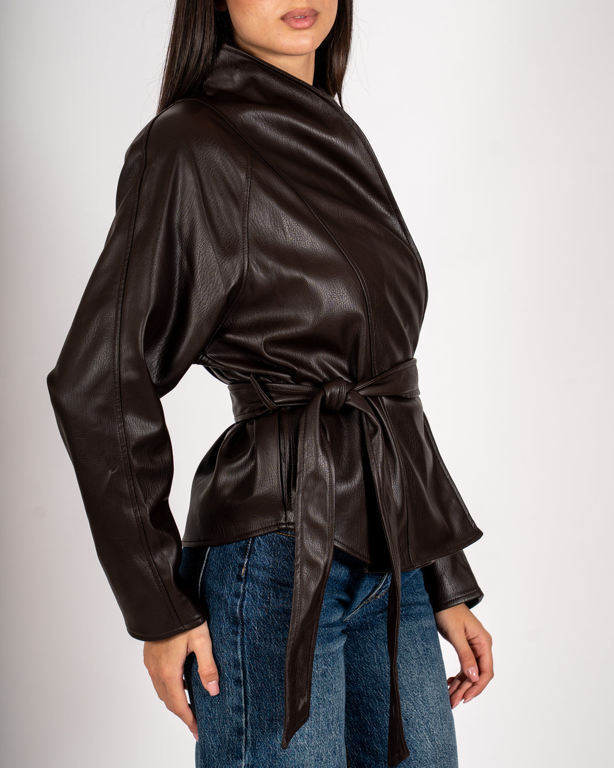 Giacca kimono in ecopelle - Merisia