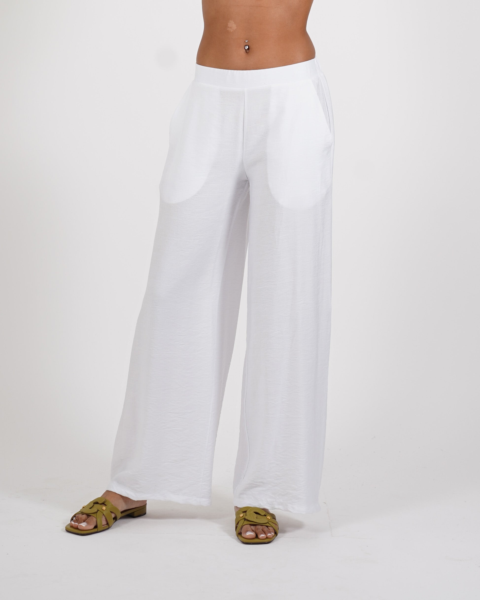 Pantaloni con baschina e gamba larga - Concetta