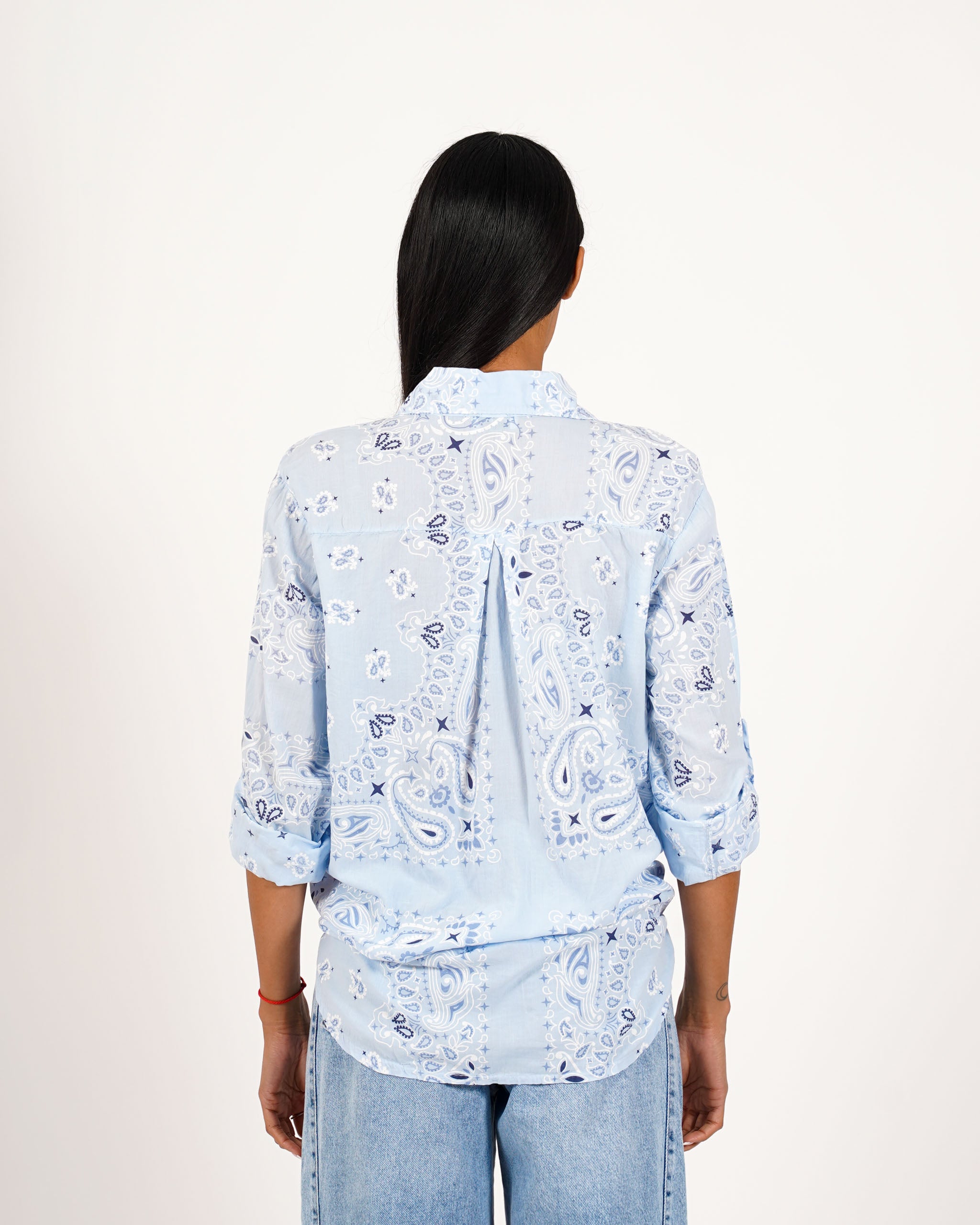 Camicia stampata con risvolto su manica in cotone - Nuciari