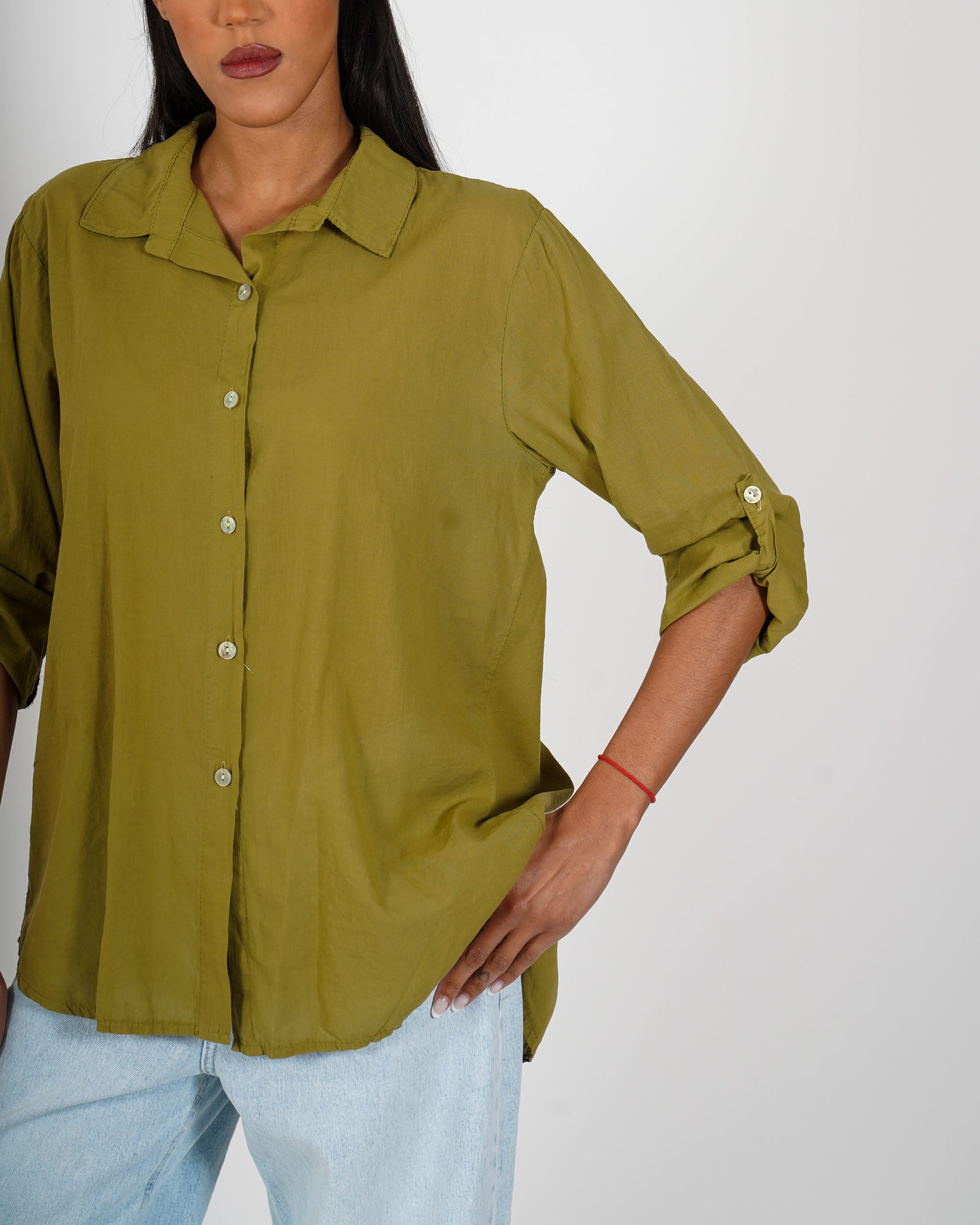 Camicia con risvolto su manica in cotone - Nuciari