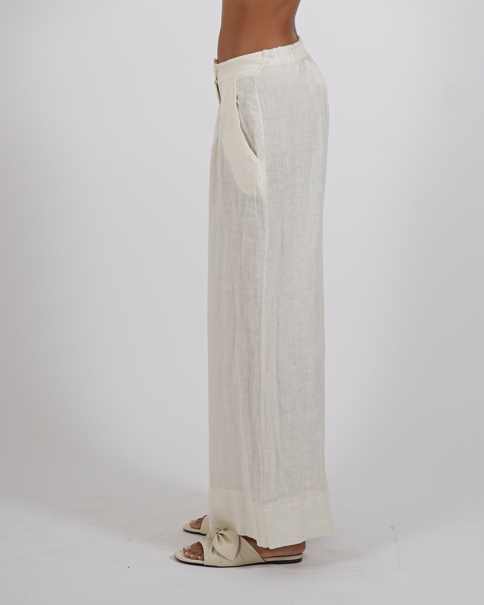 Pantaloni con pence in lino - Sognata