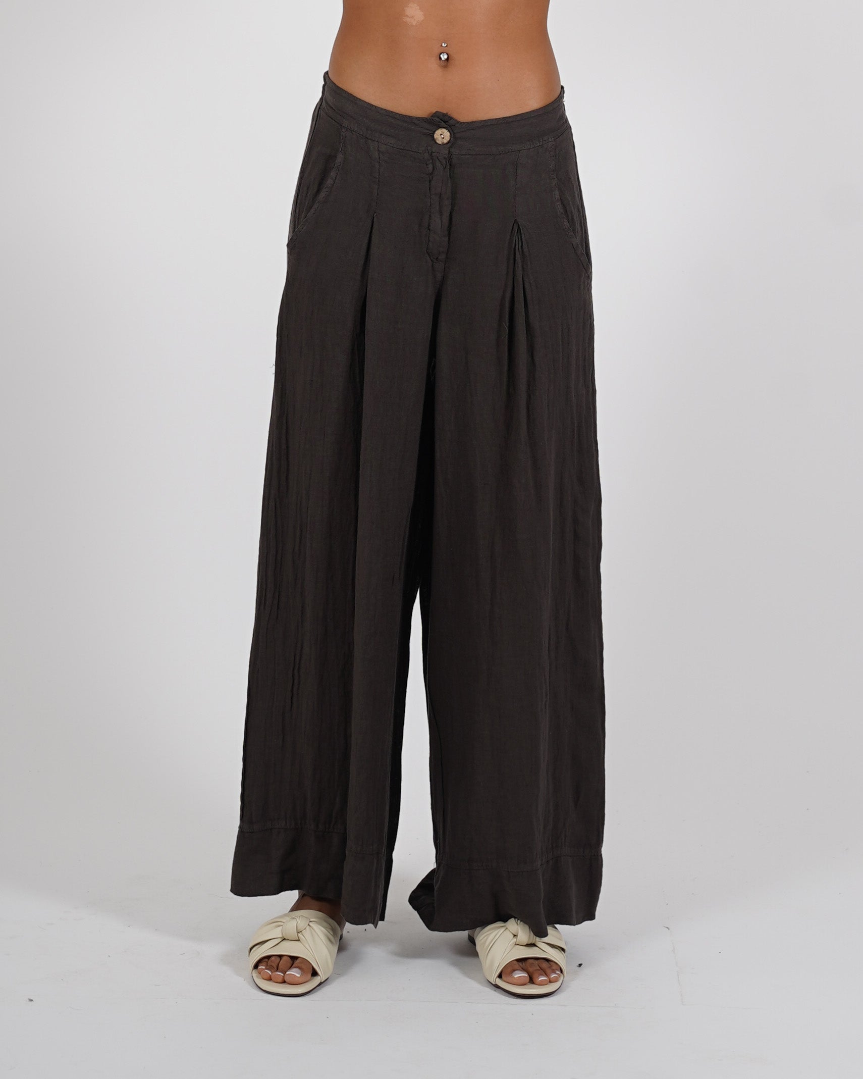 Pantaloni con pence in lino - Sognata
