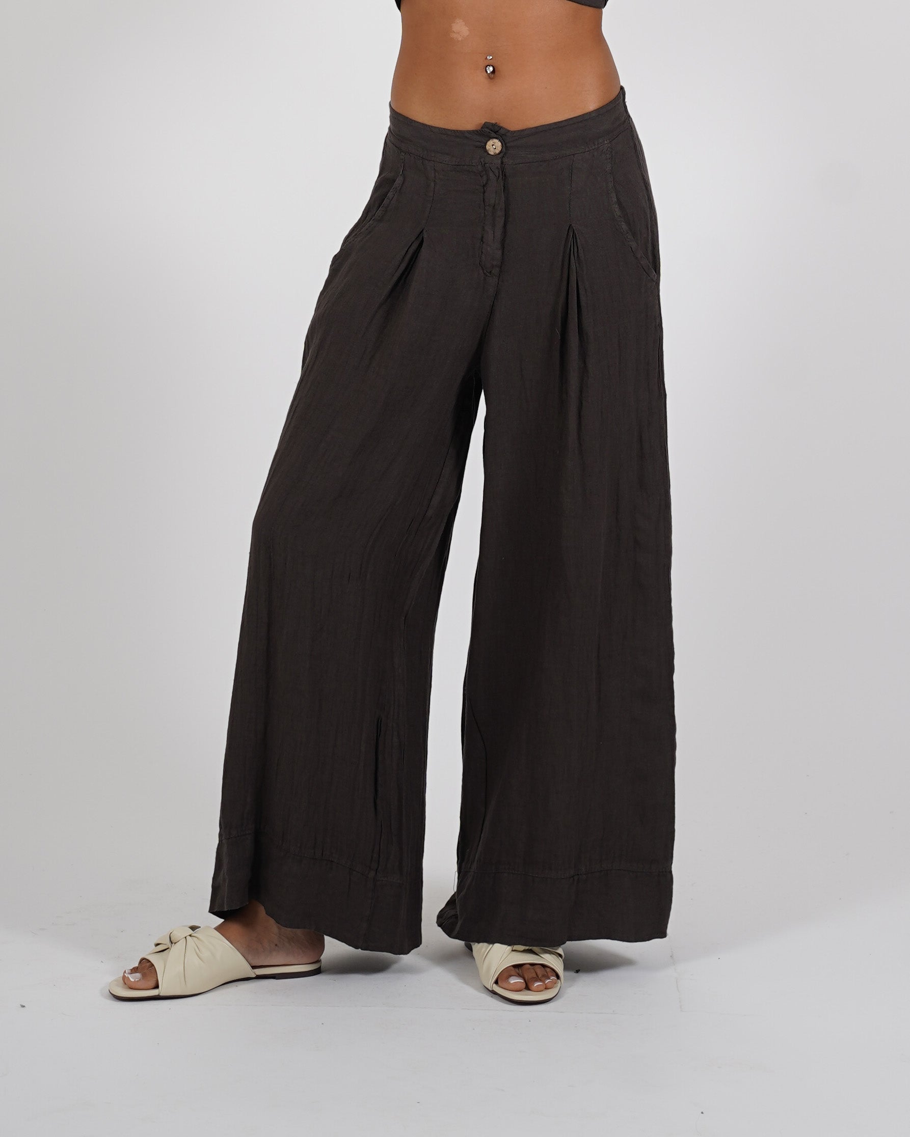Pantaloni con pence in lino - Sognata