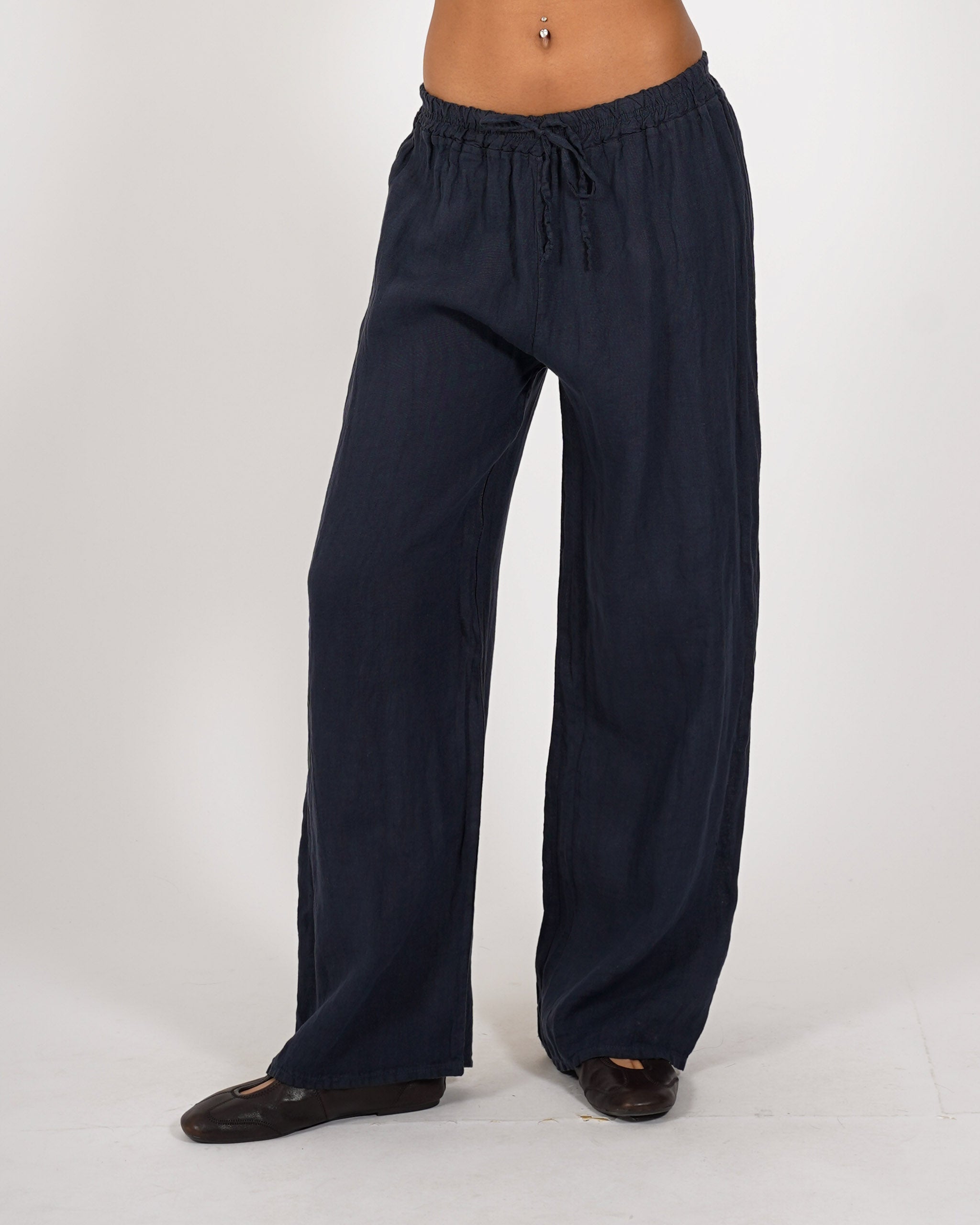 Pantaloni con ricamo elastico in vita e coulisse - Galletti