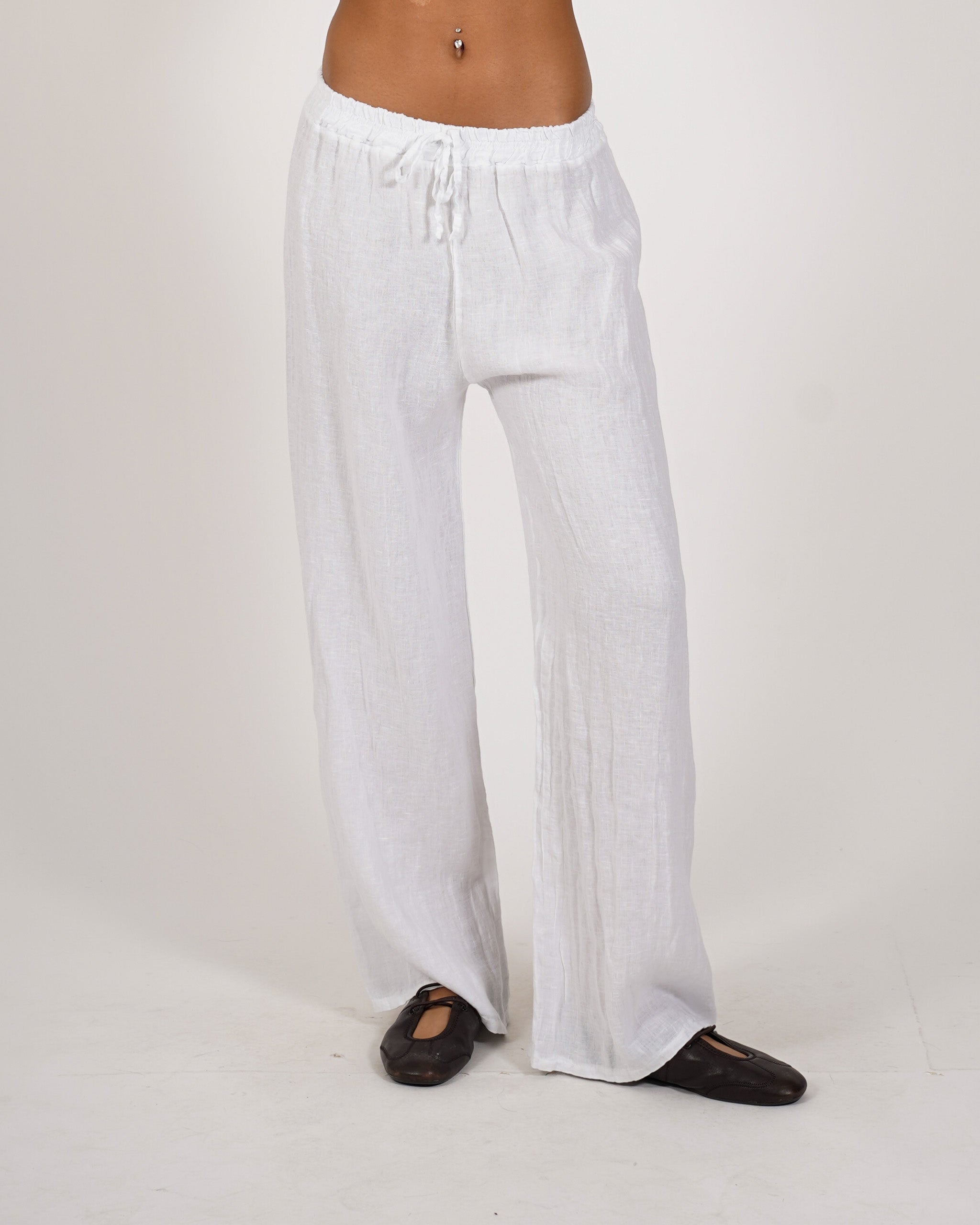 Pantaloni con ricamo elastico in vita e coulisse - Galletti