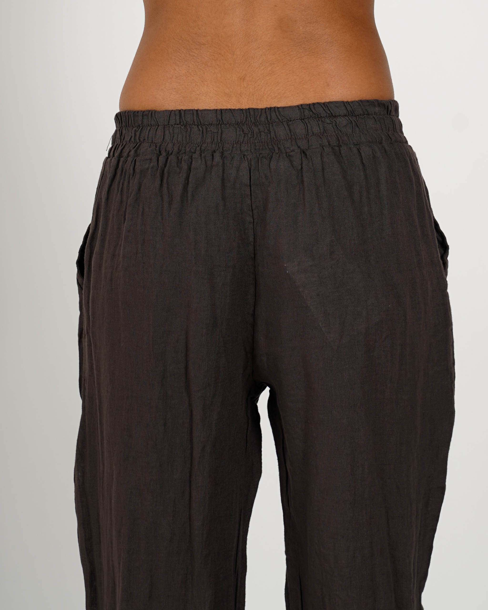 Pantaloni in lino con elastico in vita e coulisse - Diomira