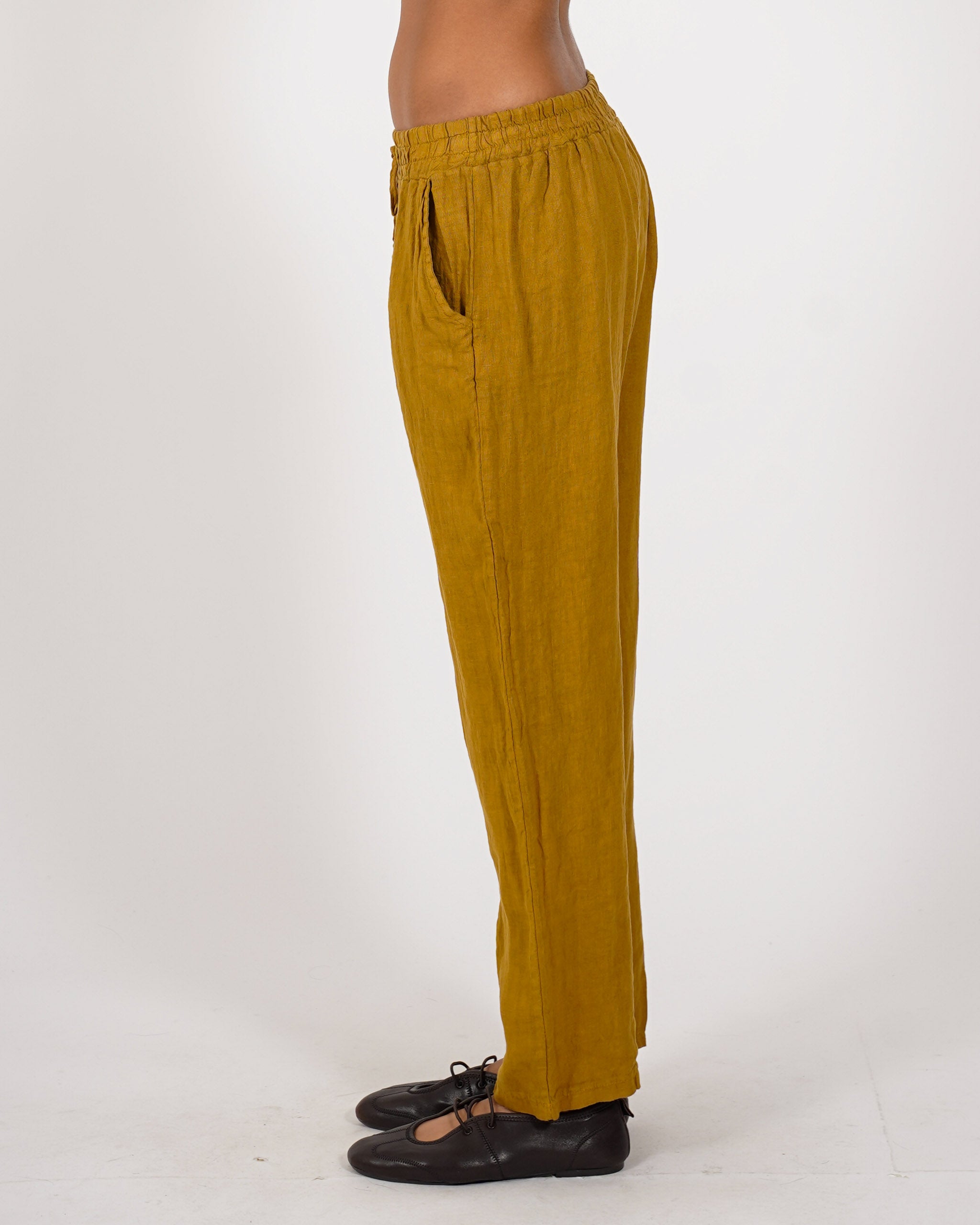 Pantaloni in lino con elastico in vita e coulisse - Diomira