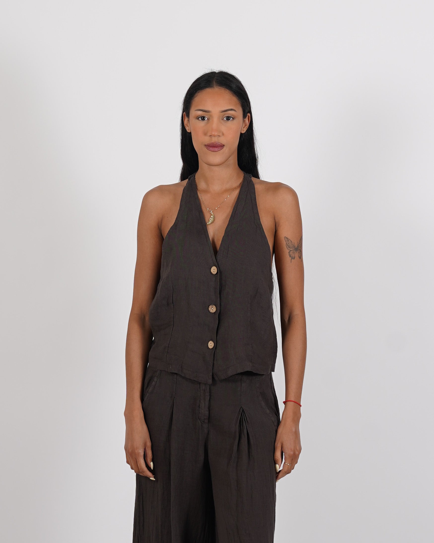Gilet monopetto in lino - Dimessa