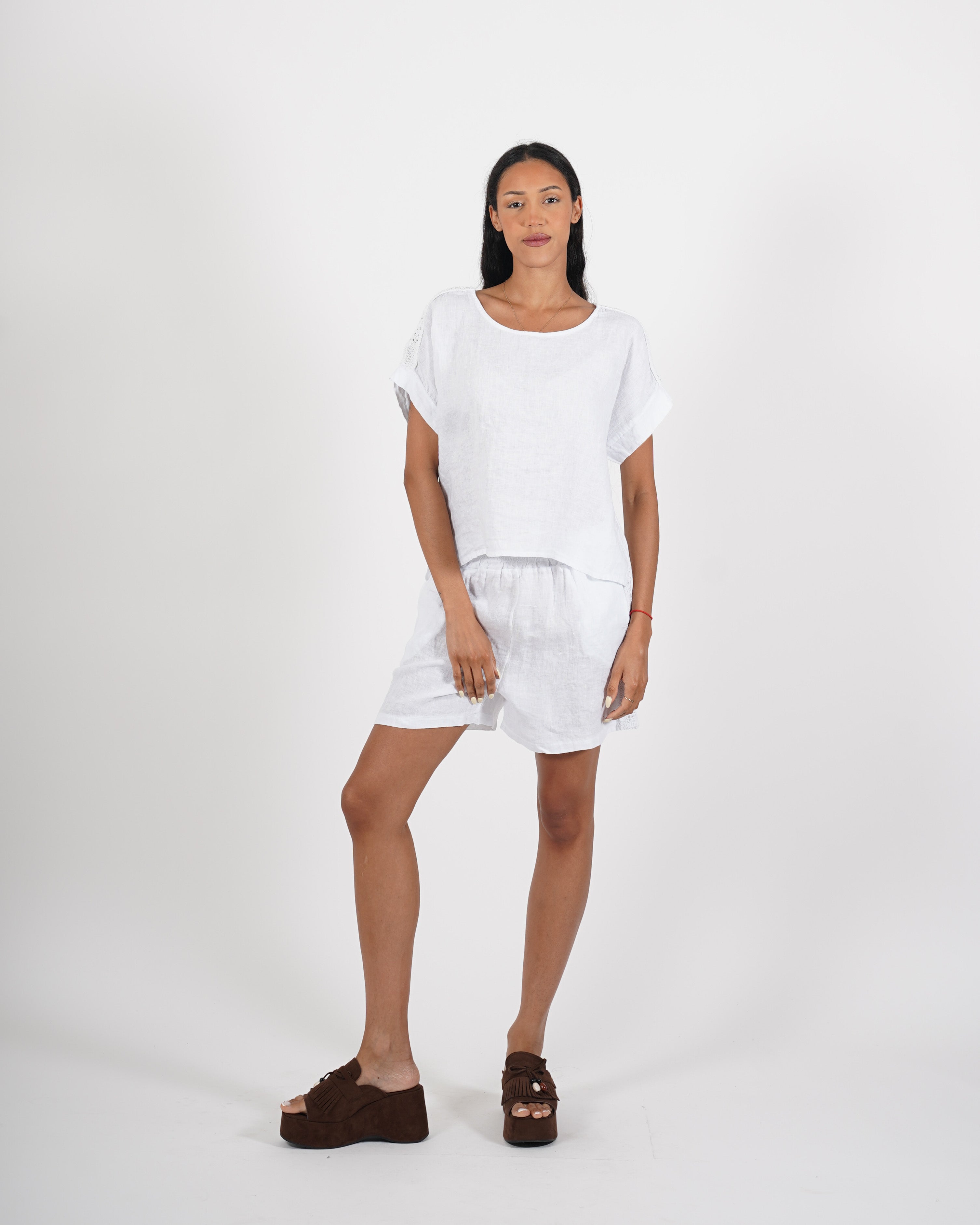 Coordinato blusa e bermuda in lino - Shelly
