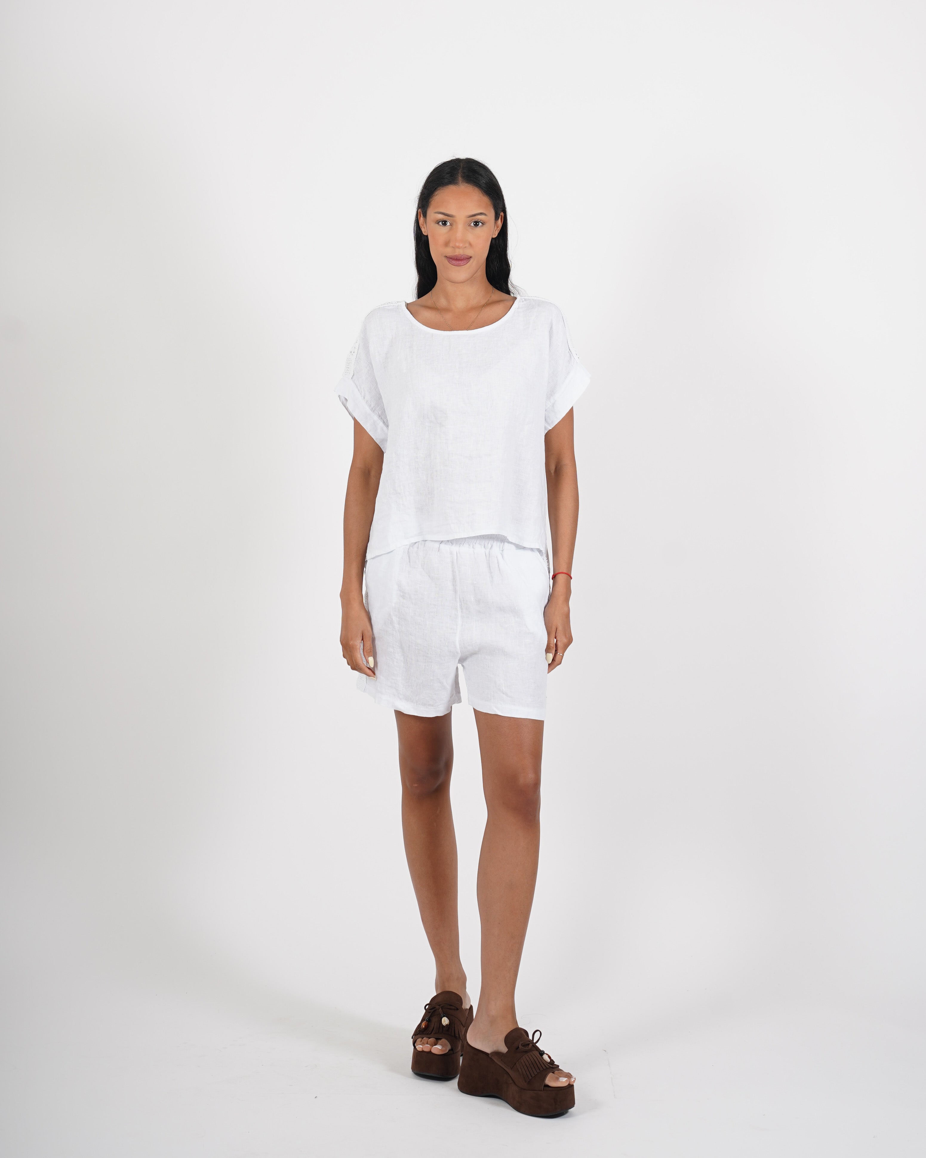 Coordinato blusa e bermuda in lino - Shelly