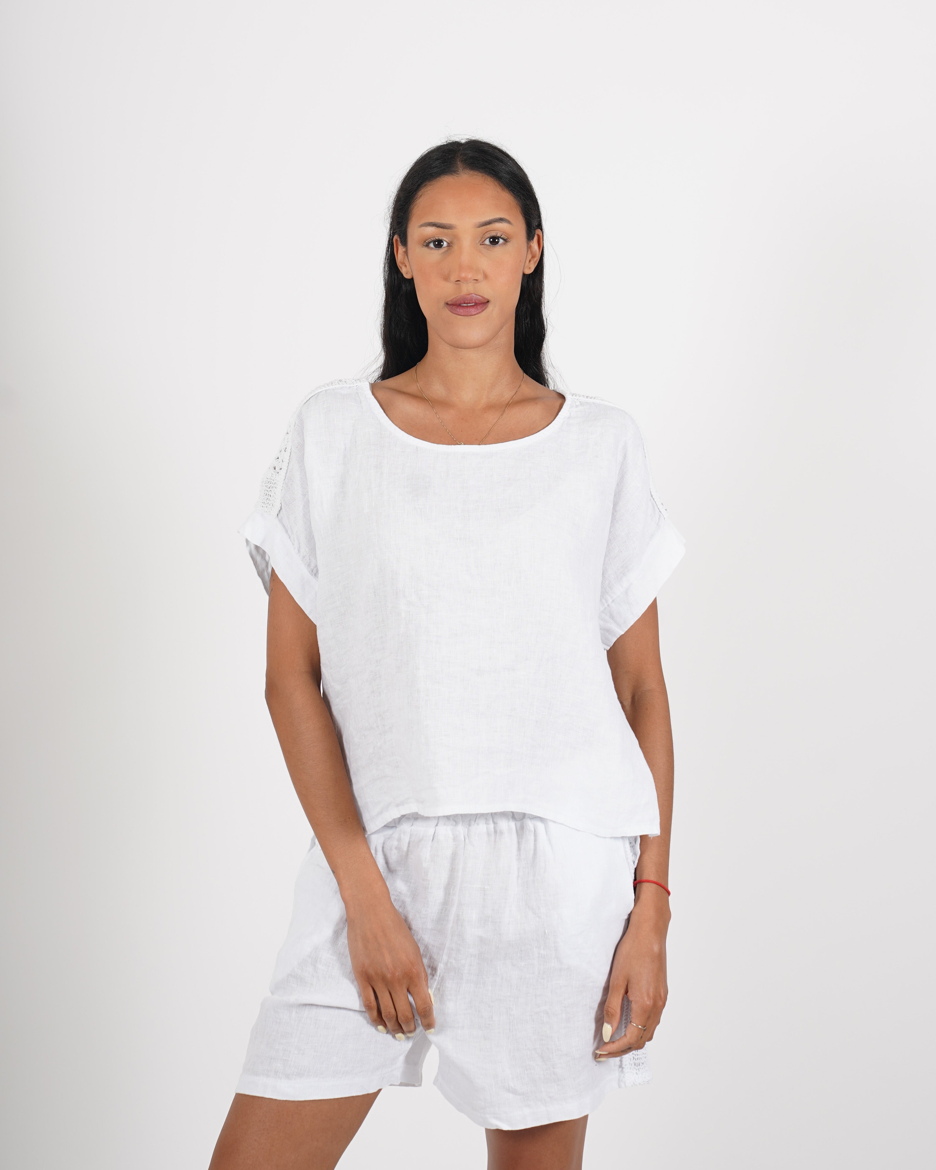 Coordinato blusa e bermuda in lino - Shelly