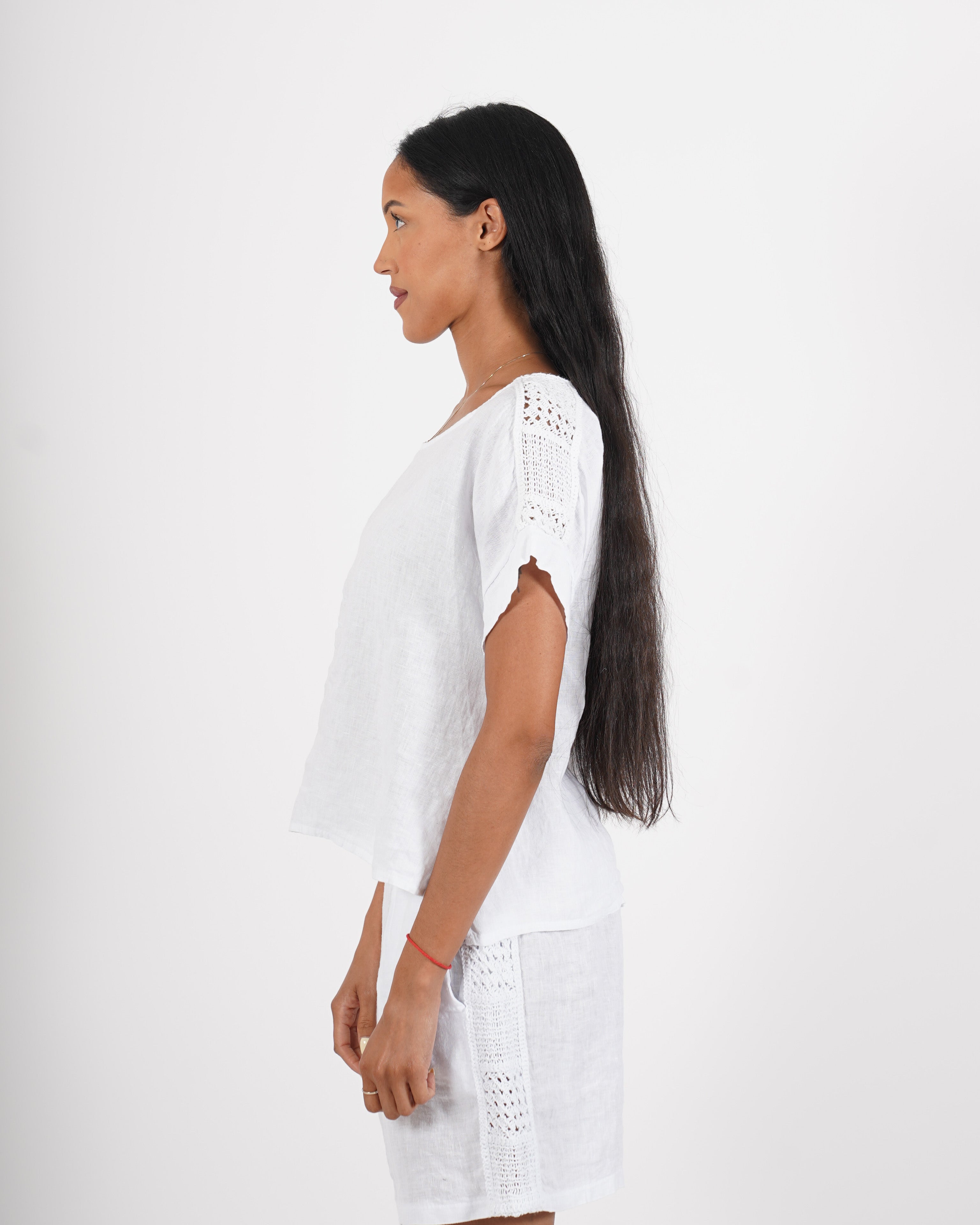 Coordinato blusa e bermuda in lino - Shelly
