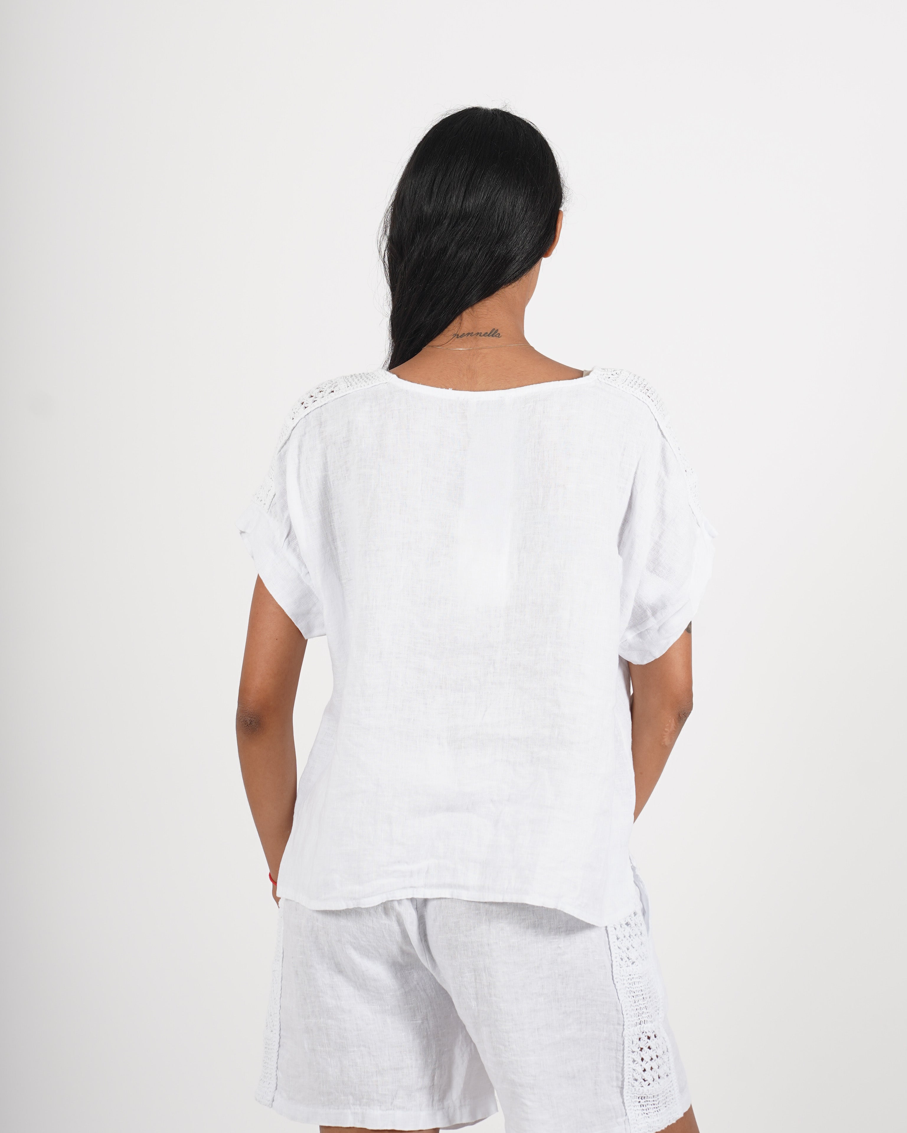 Coordinato blusa e bermuda in lino - Shelly