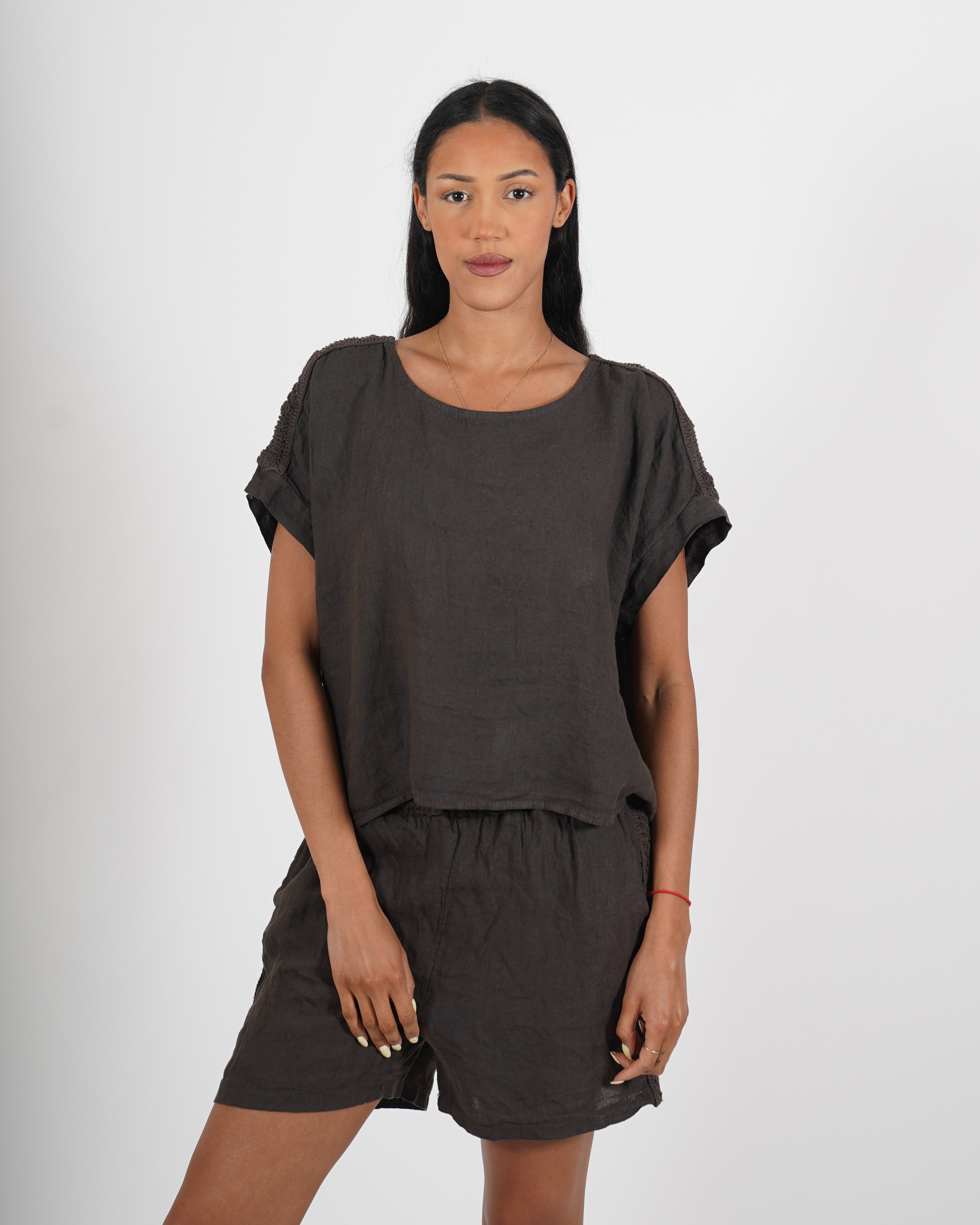 Coordinato blusa e bermuda in lino - Shelly