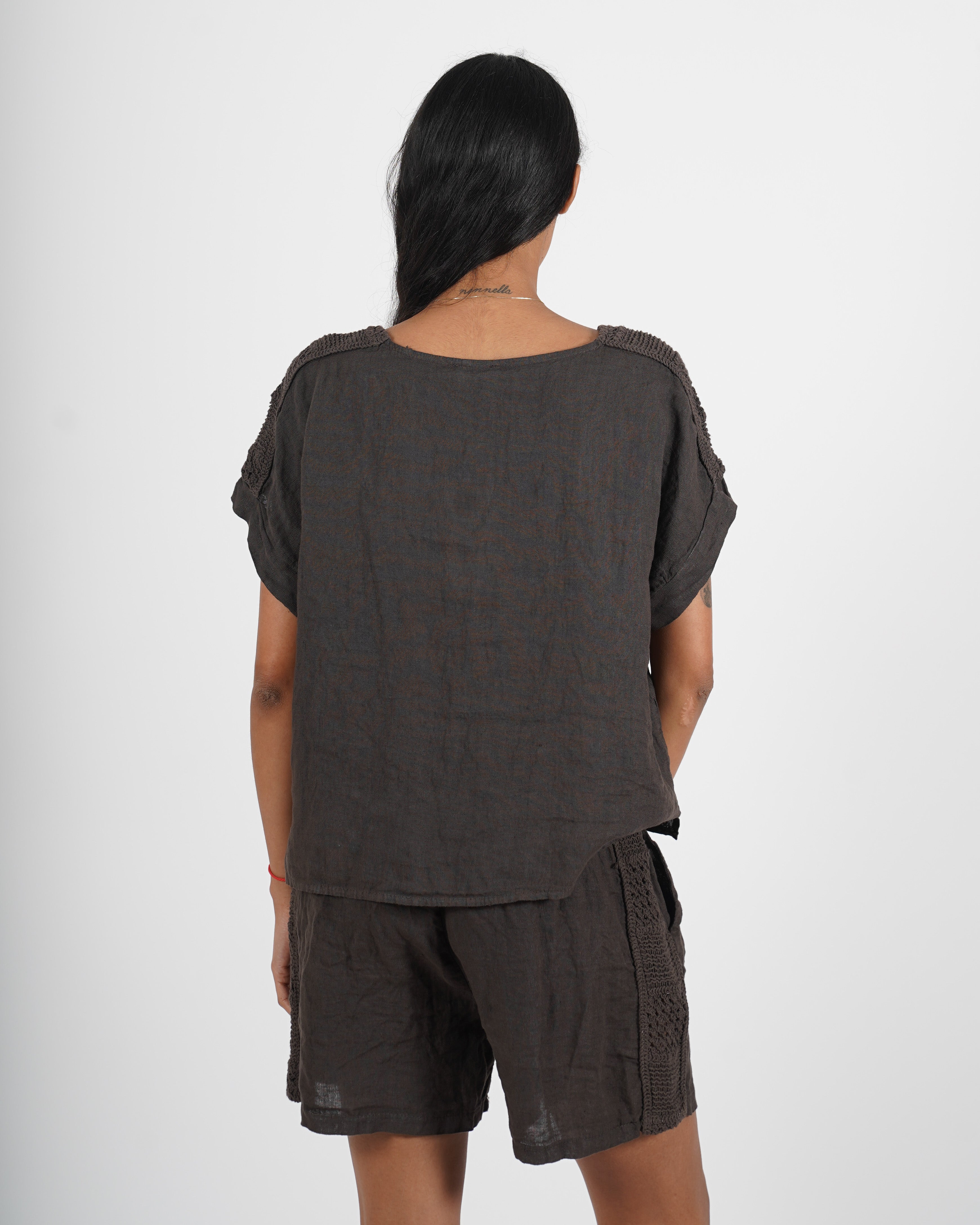 Coordinato blusa e bermuda in lino - Shelly