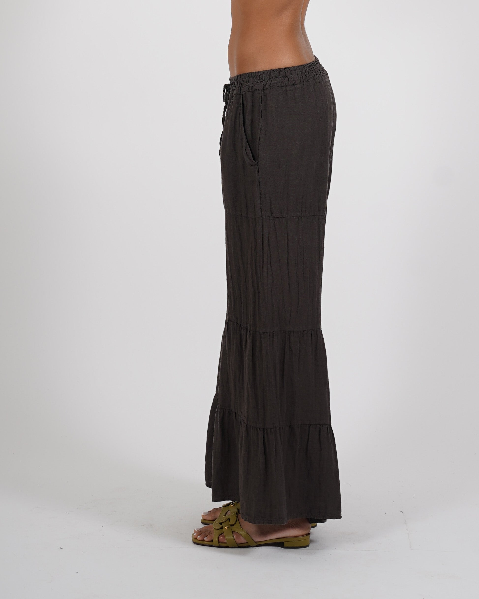 Pantaloni con coulisse tasche in lino - Josie