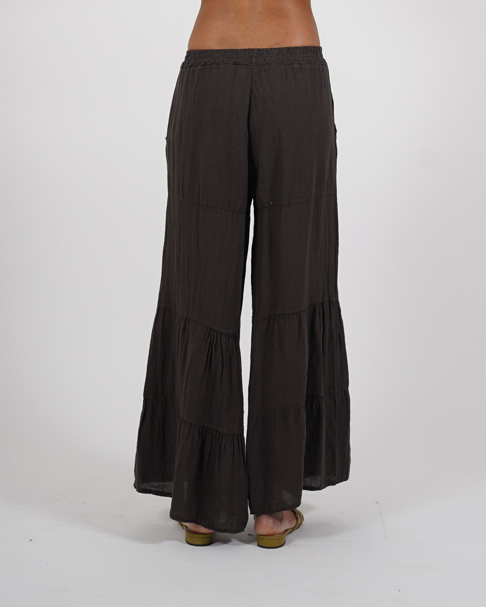 Pantaloni con coulisse tasche in lino - Josie