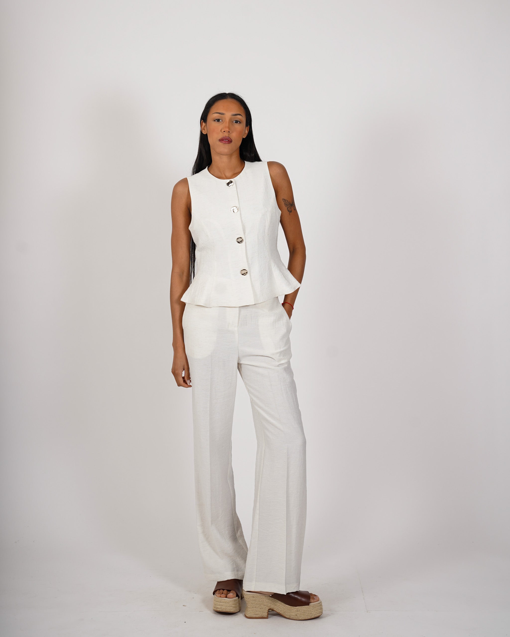Coordinato gilet monopetto e pantalone regular fit - Filly