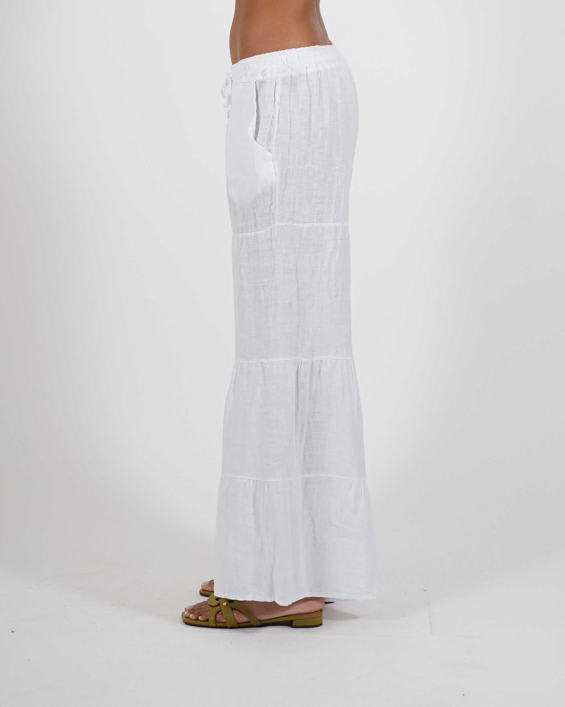 Pantaloni con coulisse tasche in lino - Josie