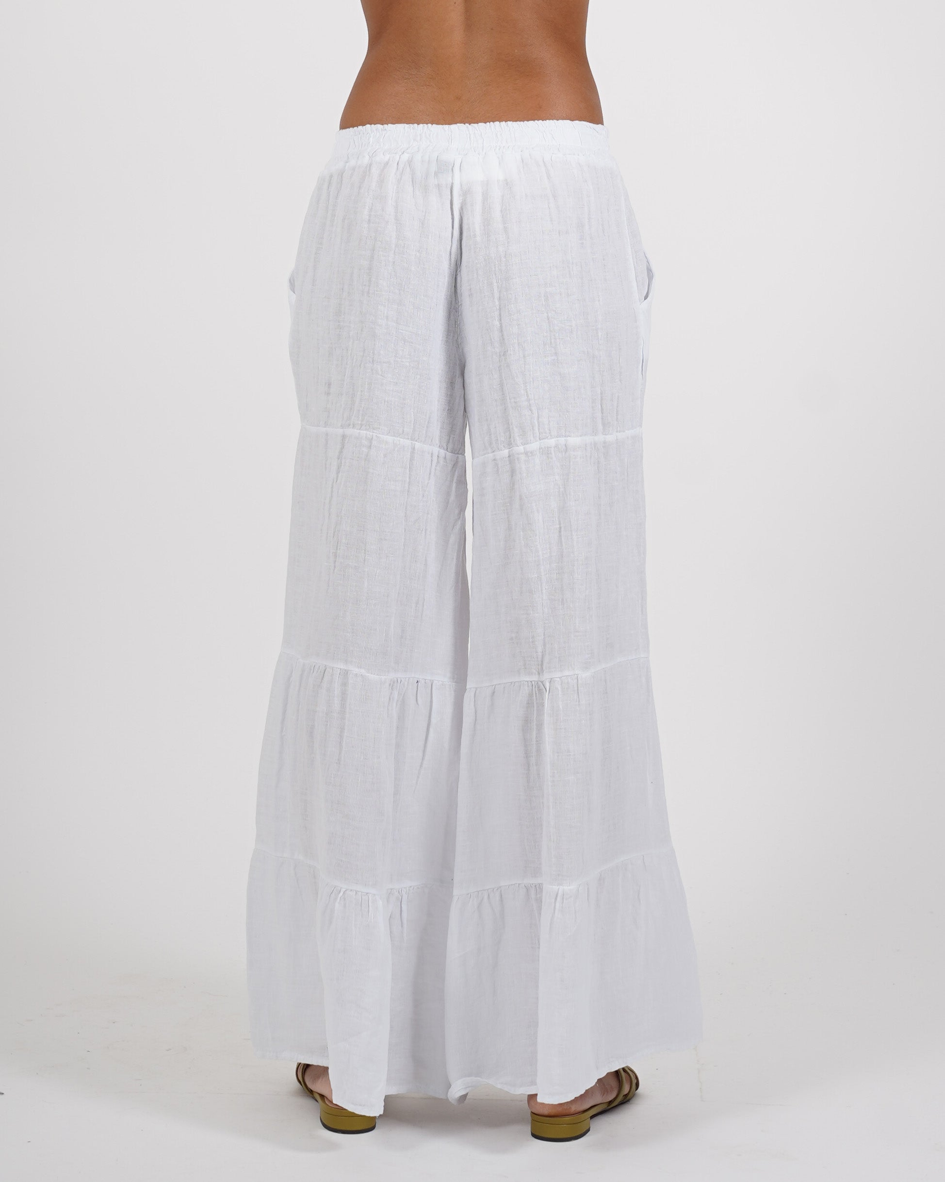 Pantaloni con coulisse tasche in lino - Josie
