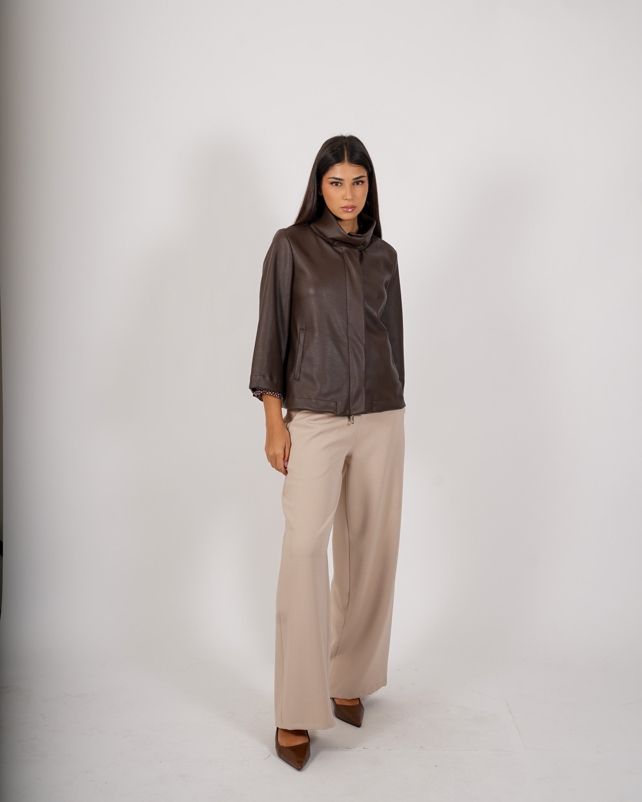 Caban con zip in ecopelle - Calamita