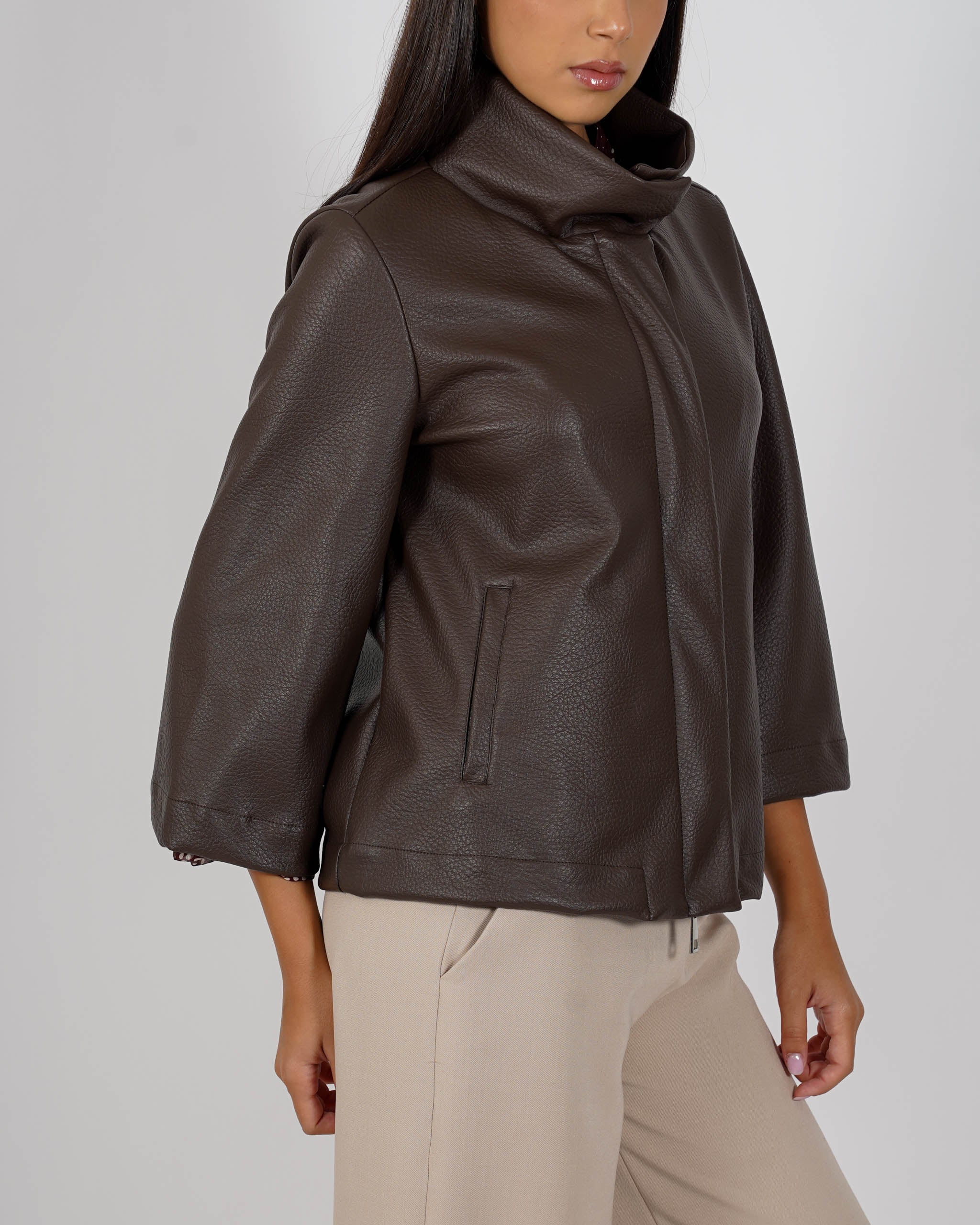 Caban con zip in ecopelle - Calamita
