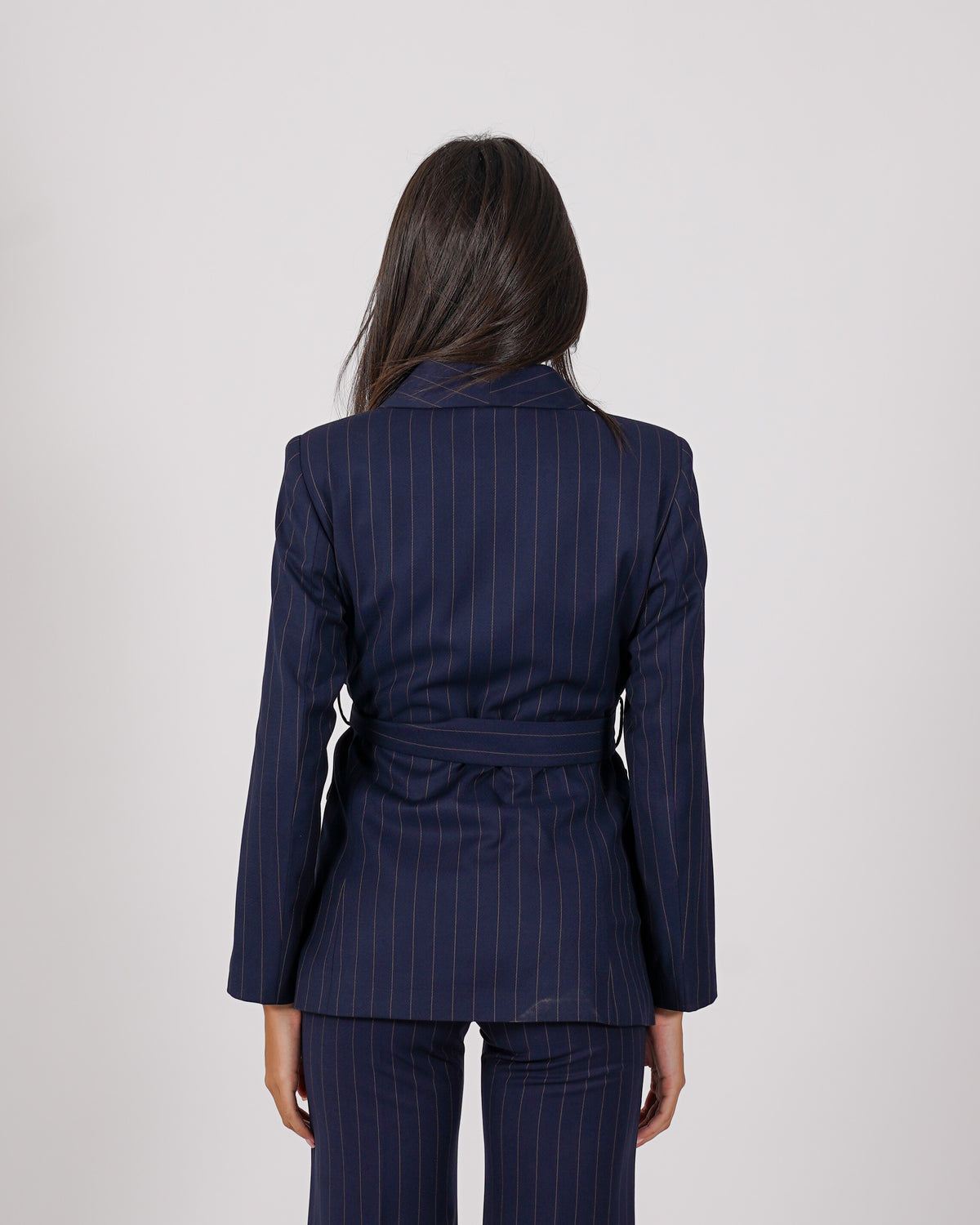 Giacca sciallata gessata con cintura - Biferno