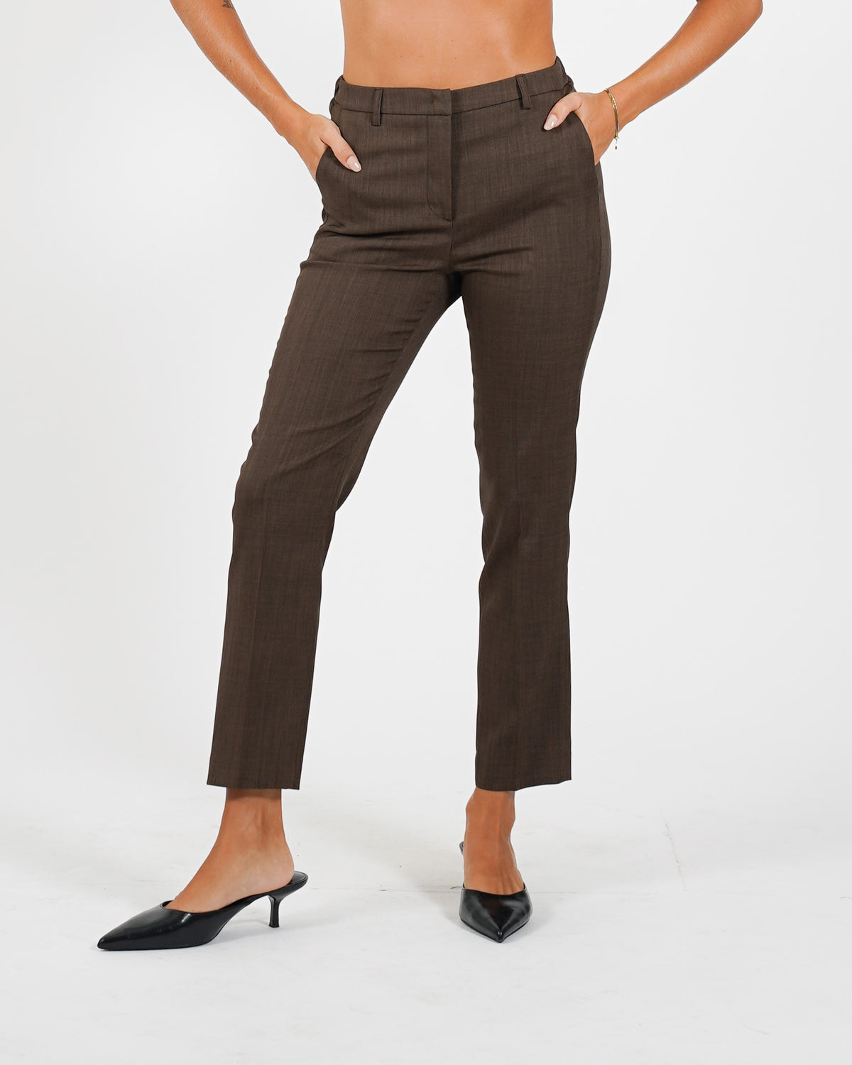 Pantaloni slim fit con bustino in fresco lana - Vidula