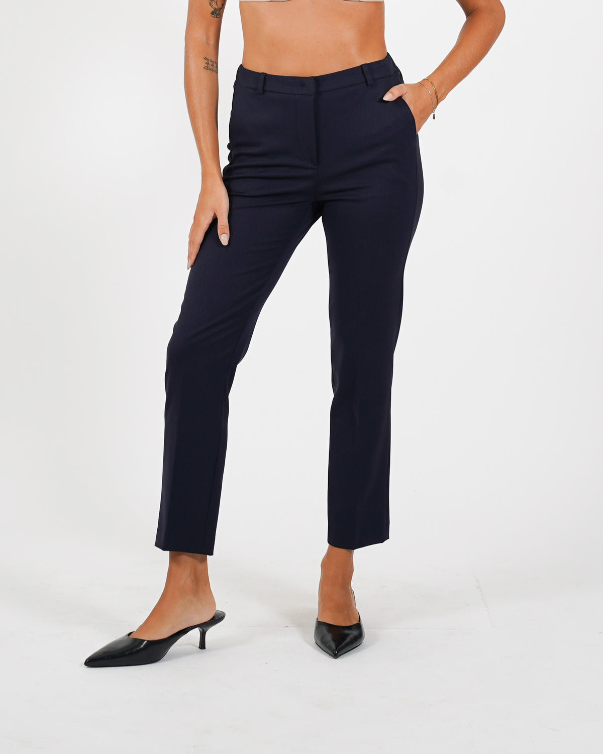 Pantaloni slim fit con bustino in fresco lana - Vidula