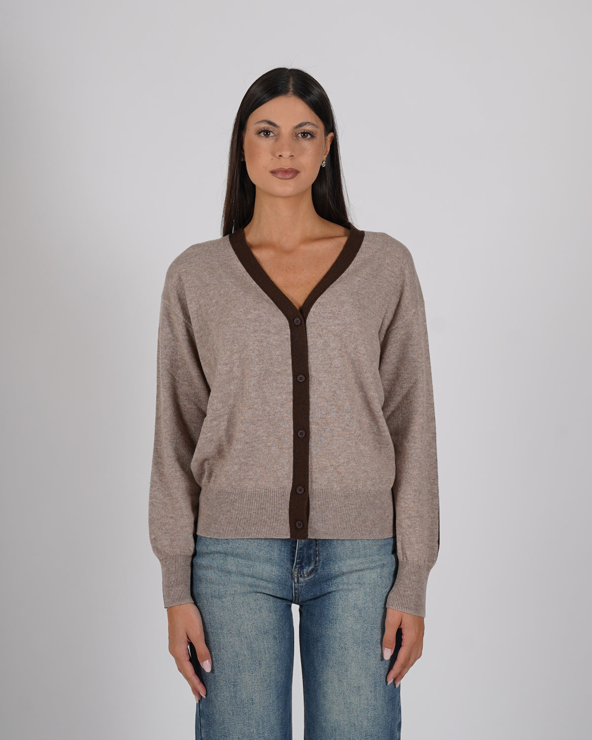 Cardigan in maglia con profilo in contrasto - Saskia
