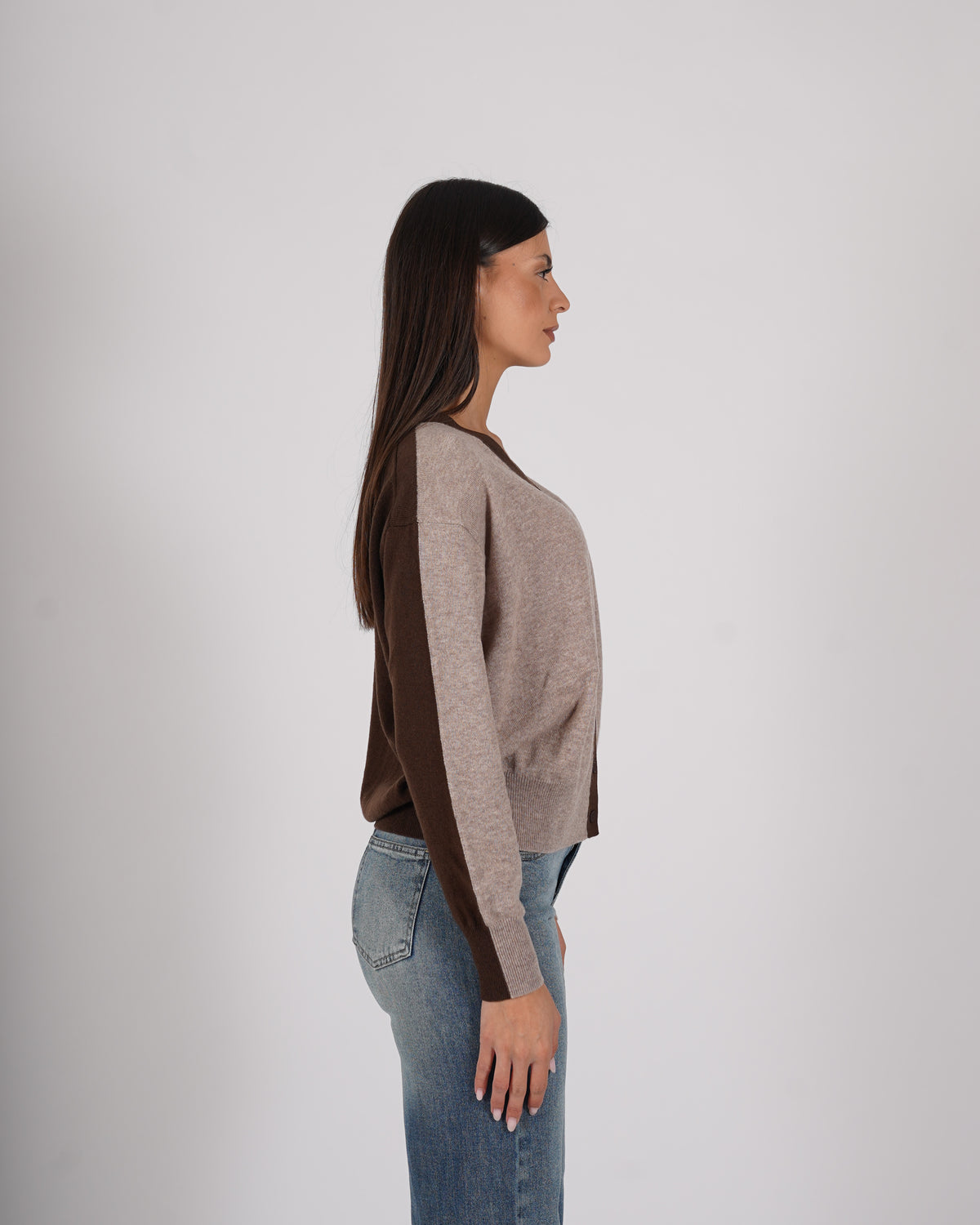 Cardigan in maglia con profilo in contrasto - Saskia