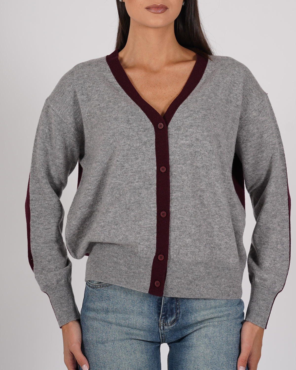 Cardigan in maglia con profilo in contrasto - Saskia