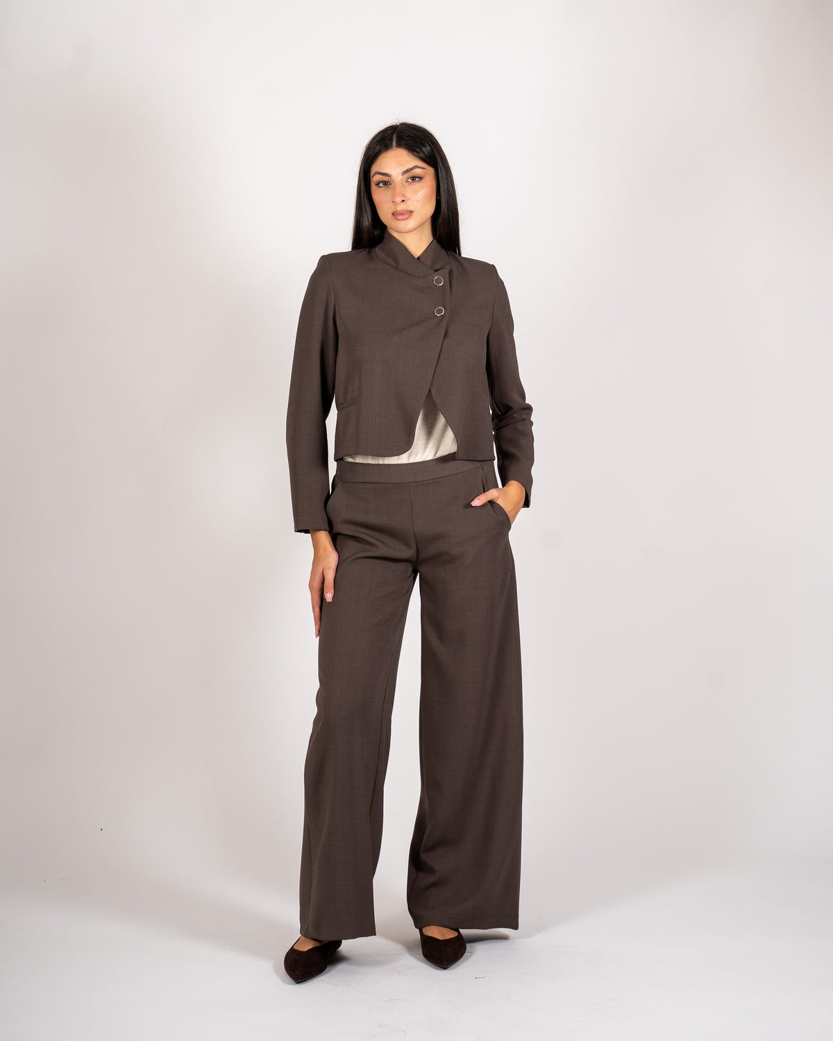Giacca kimono cropped in frescolana - Meryem