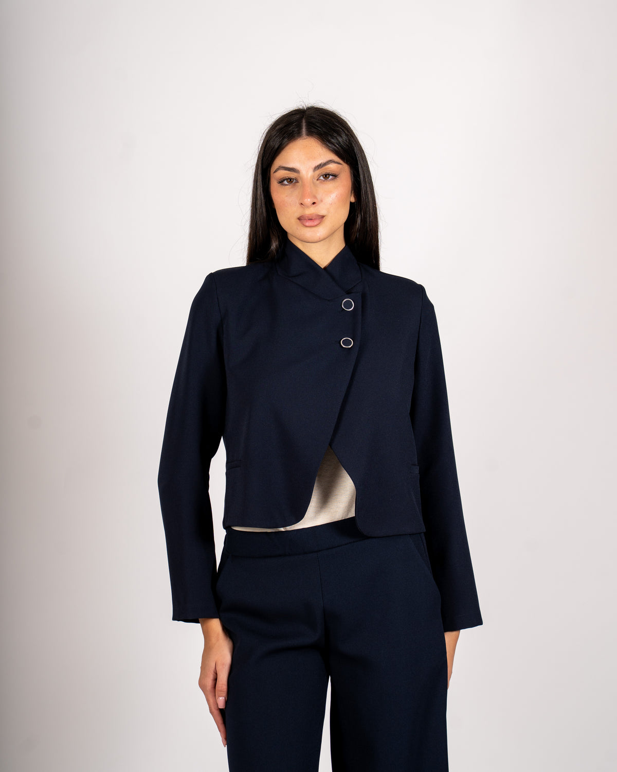 Giacca kimono cropped in frescolana - Meryem